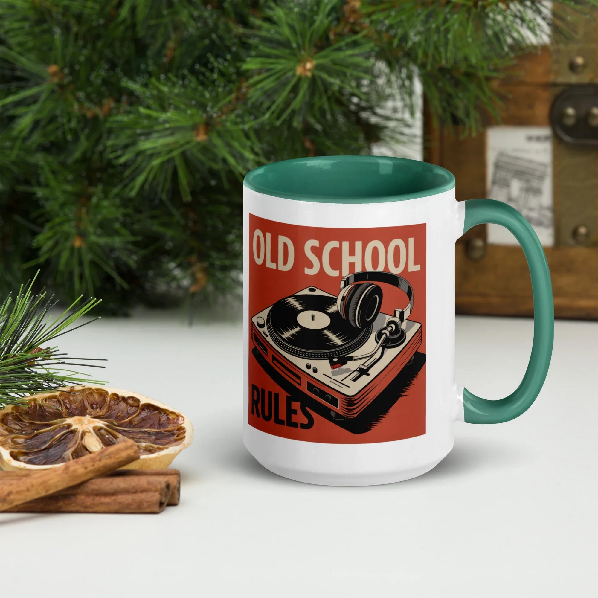 Old School Rules Mug – Vintage Vinyl DJ Vibes - RaZits