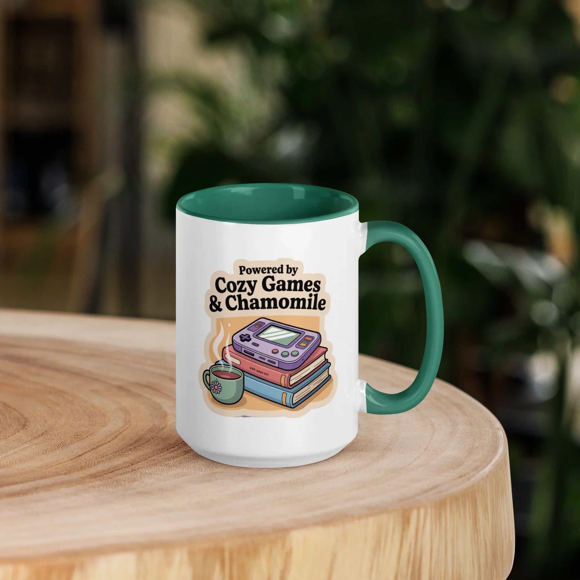 Powered by Cozy Games and Chamomile – Wholesome Gamer Design Mug - RaZits