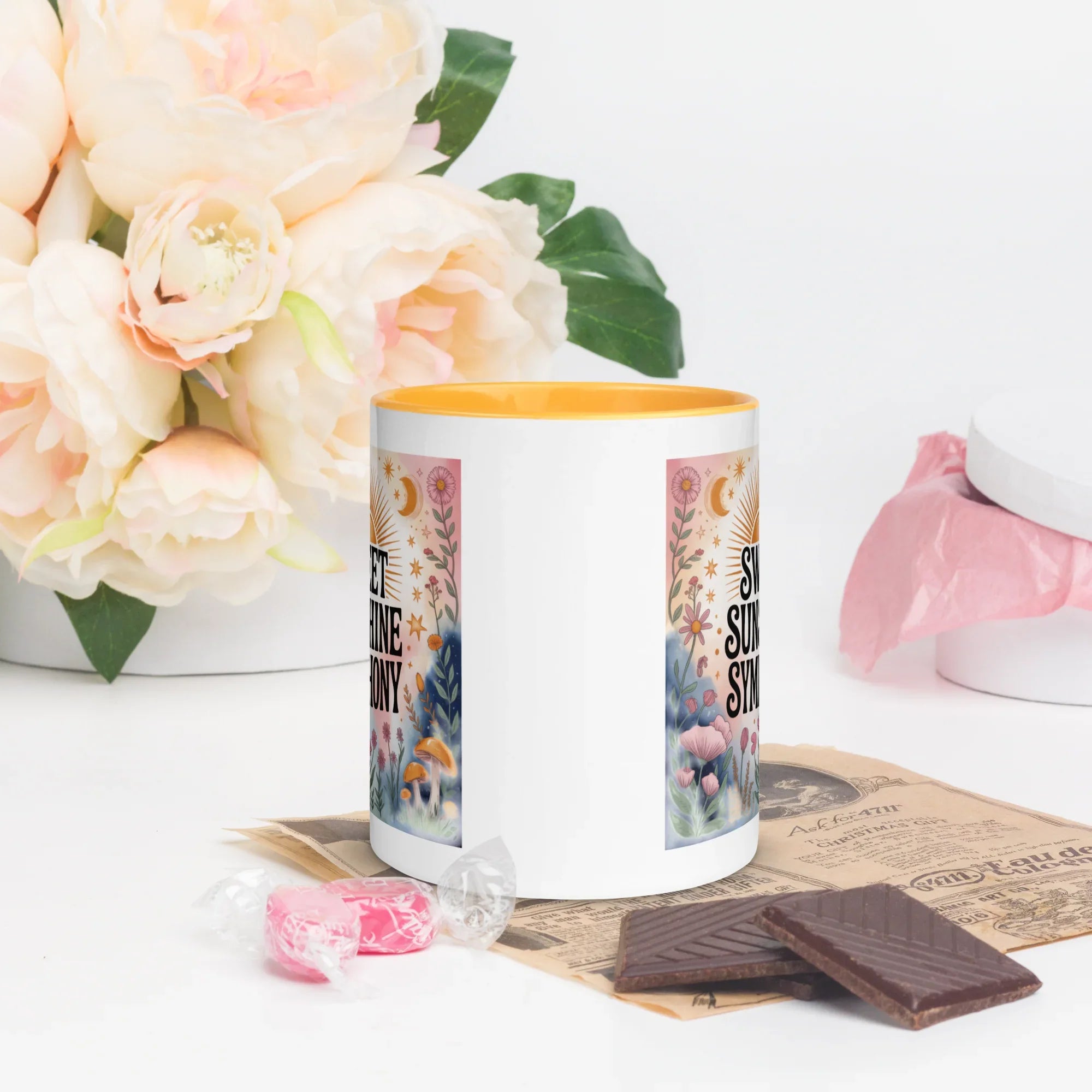 Sweet Sunshine Symphony Mug – Floral Radiance & Morning Vibes - RaZits