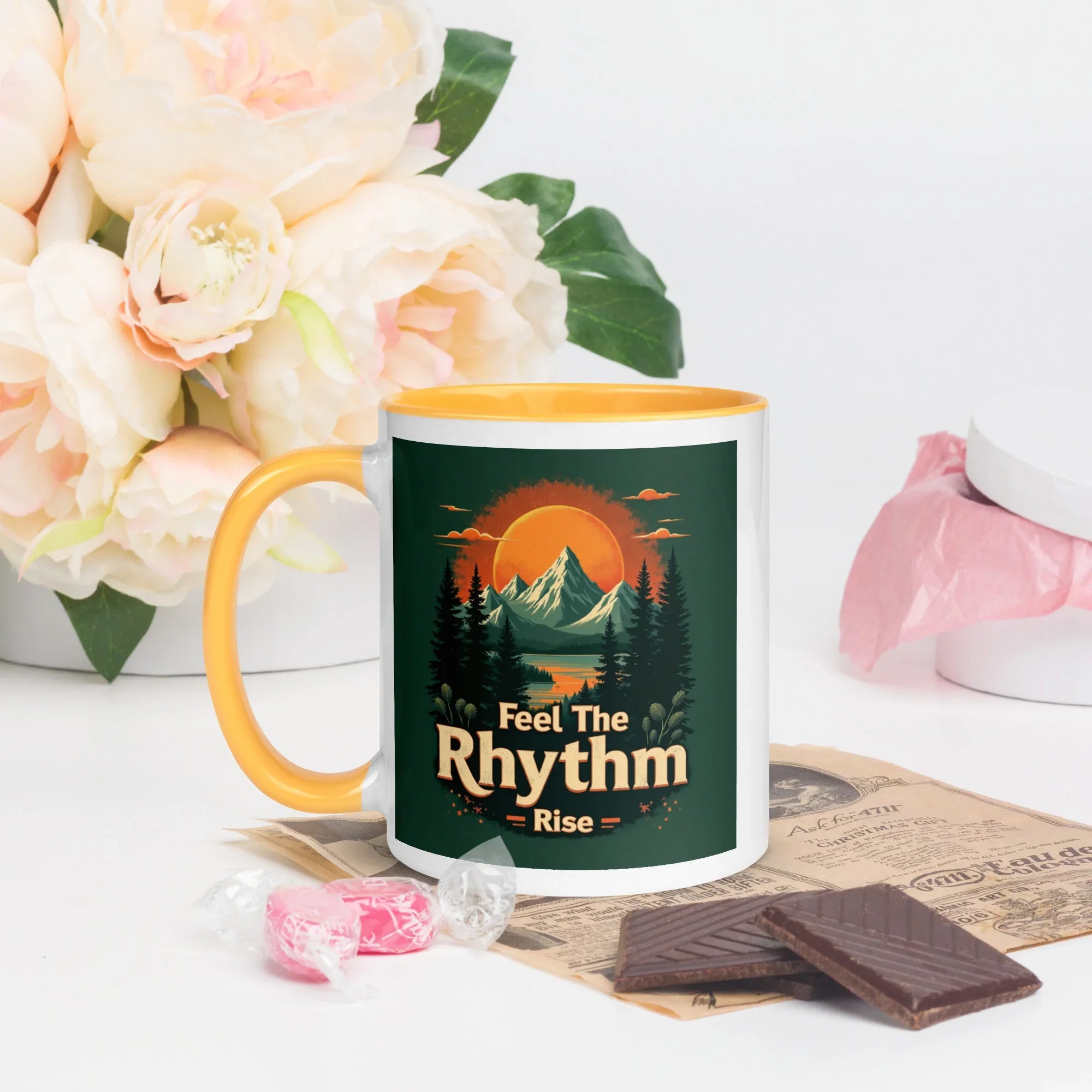 Feel The Rhythm Rise Mug – Nature-Inspired Sunrise Groove - RaZits