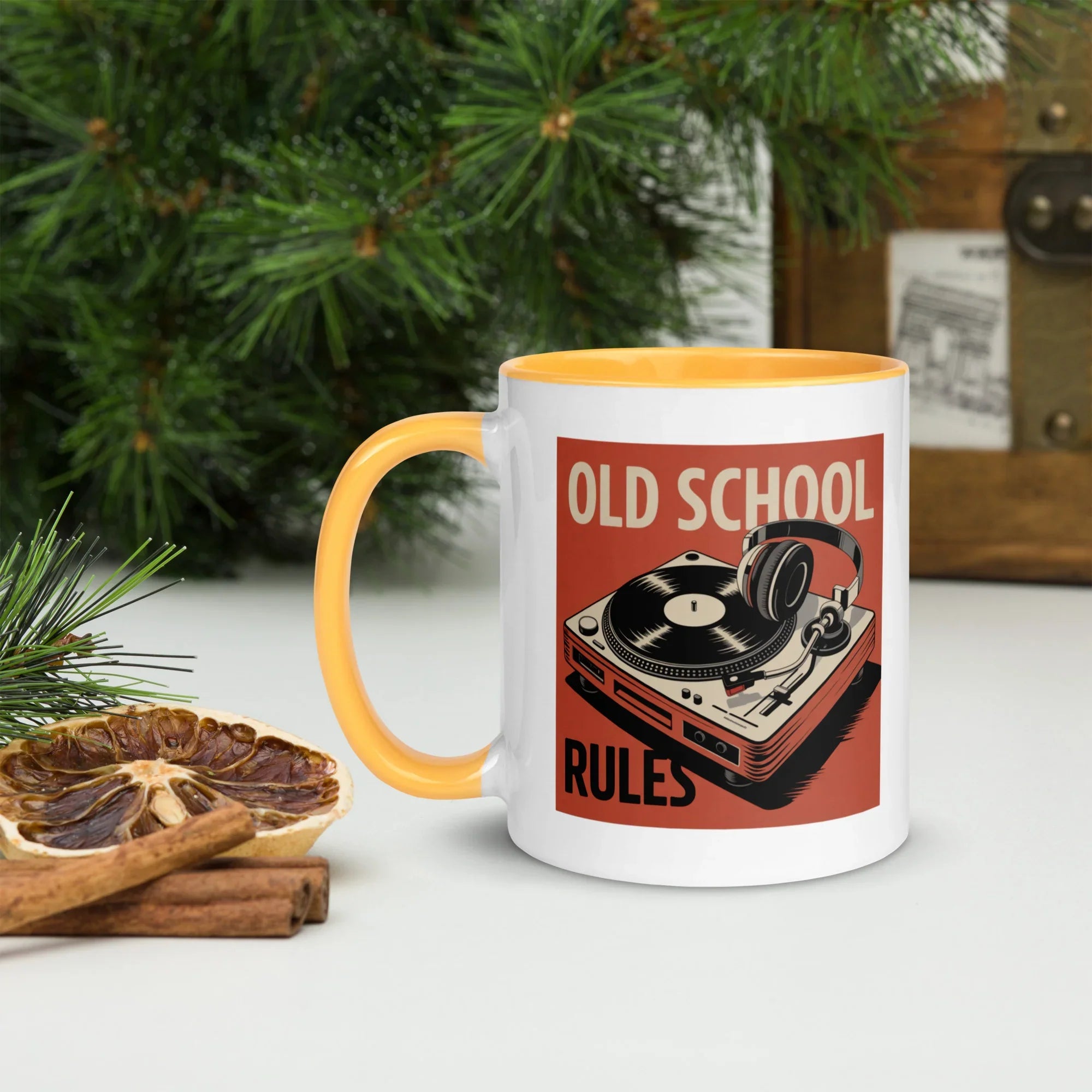 Old School Rules Mug – Vintage Vinyl DJ Vibes - RaZits