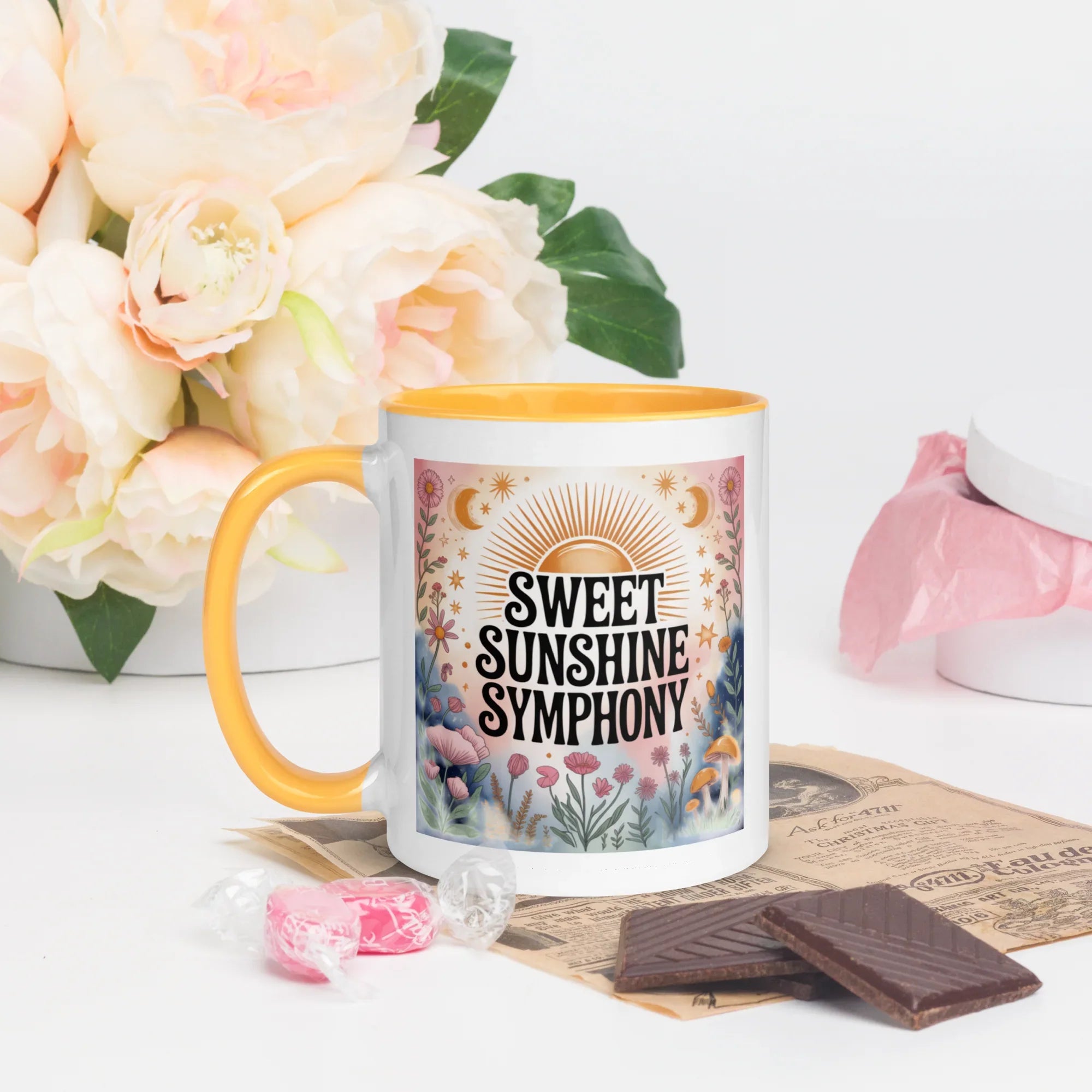 Sweet Sunshine Symphony Mug – Floral Radiance & Morning Vibes - RaZits