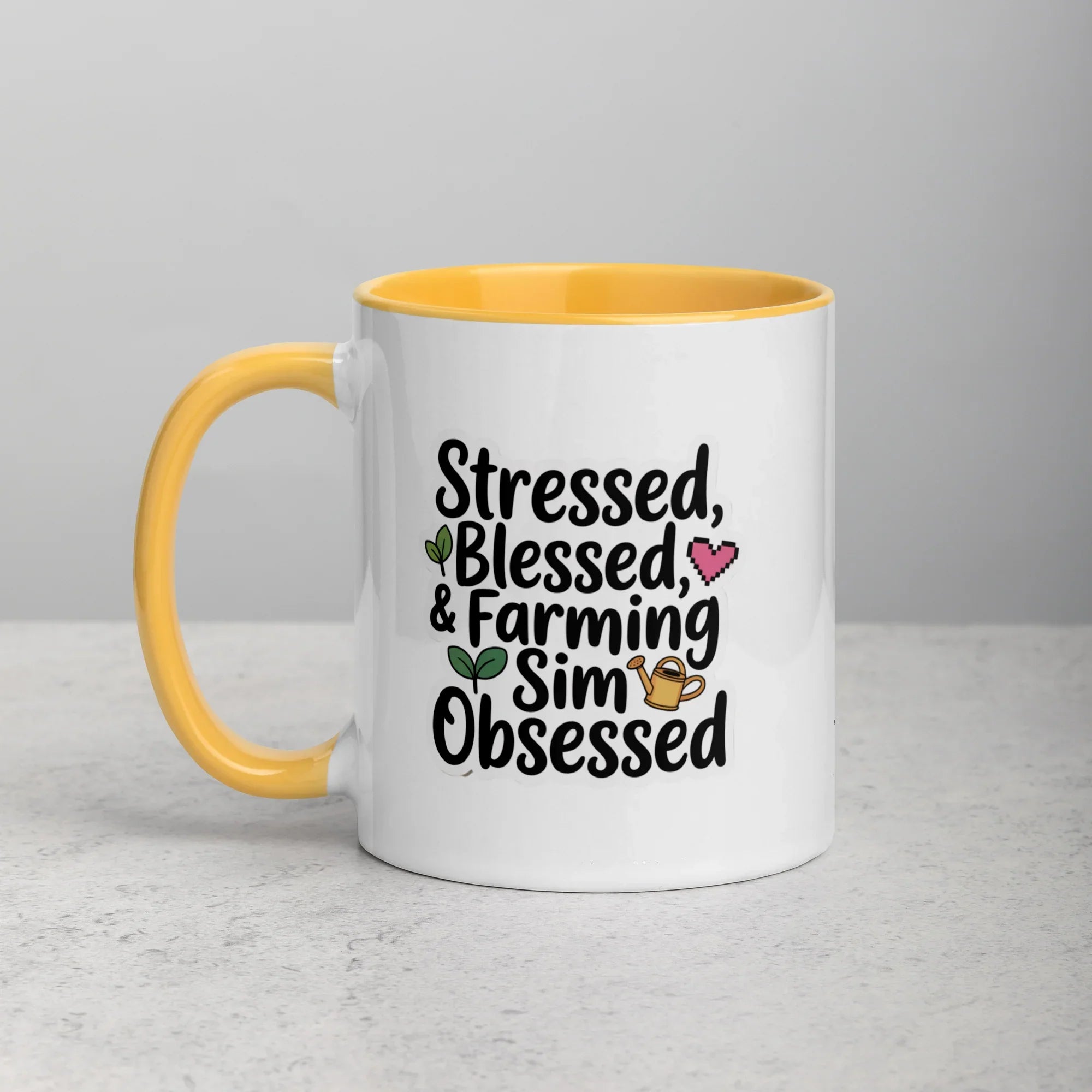 Stressed Blessed & Farming Sim Obsessed Design – Cozy Gamer Pixel Art Mug - RaZits
