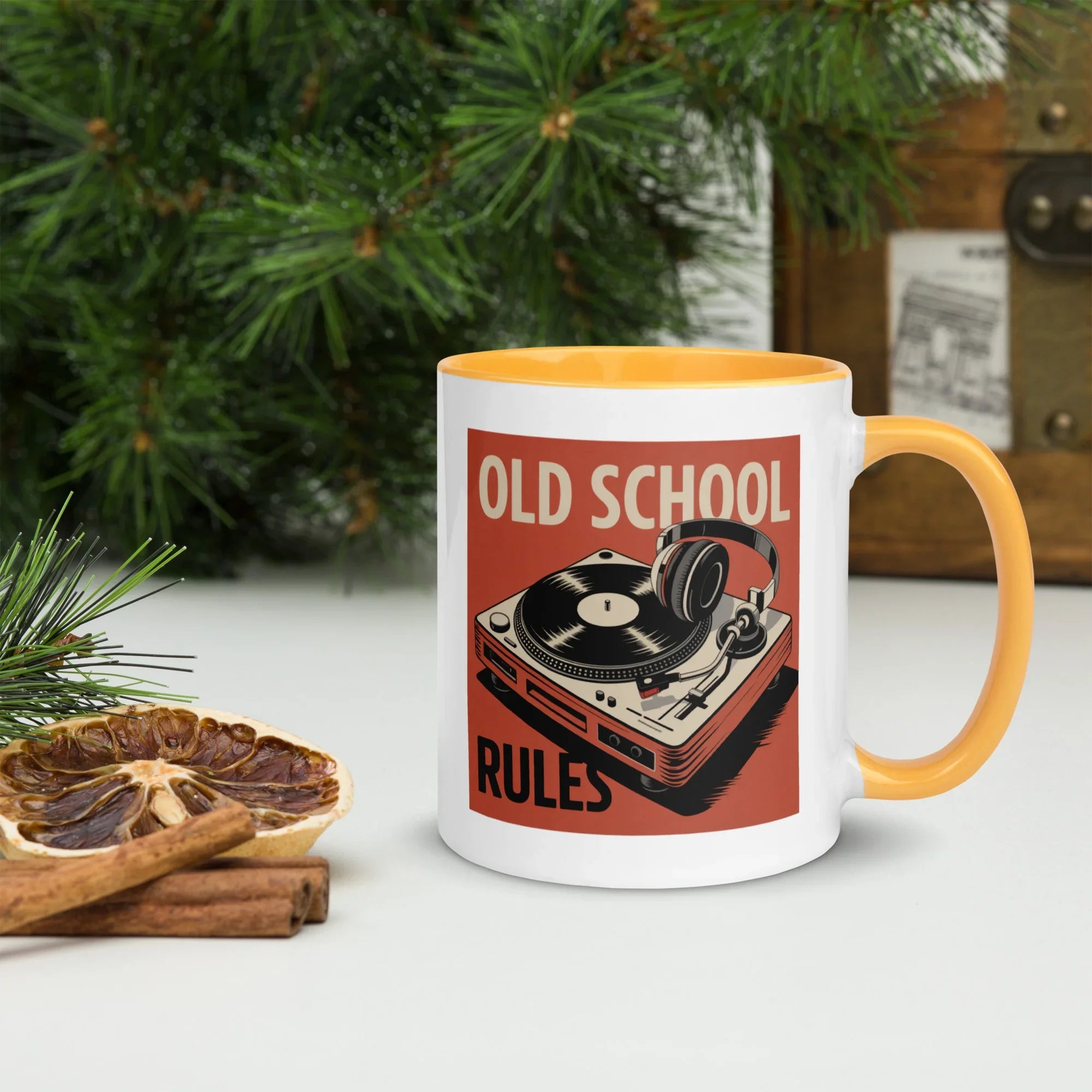 Old School Rules Mug – Vintage Vinyl DJ Vibes - RaZits