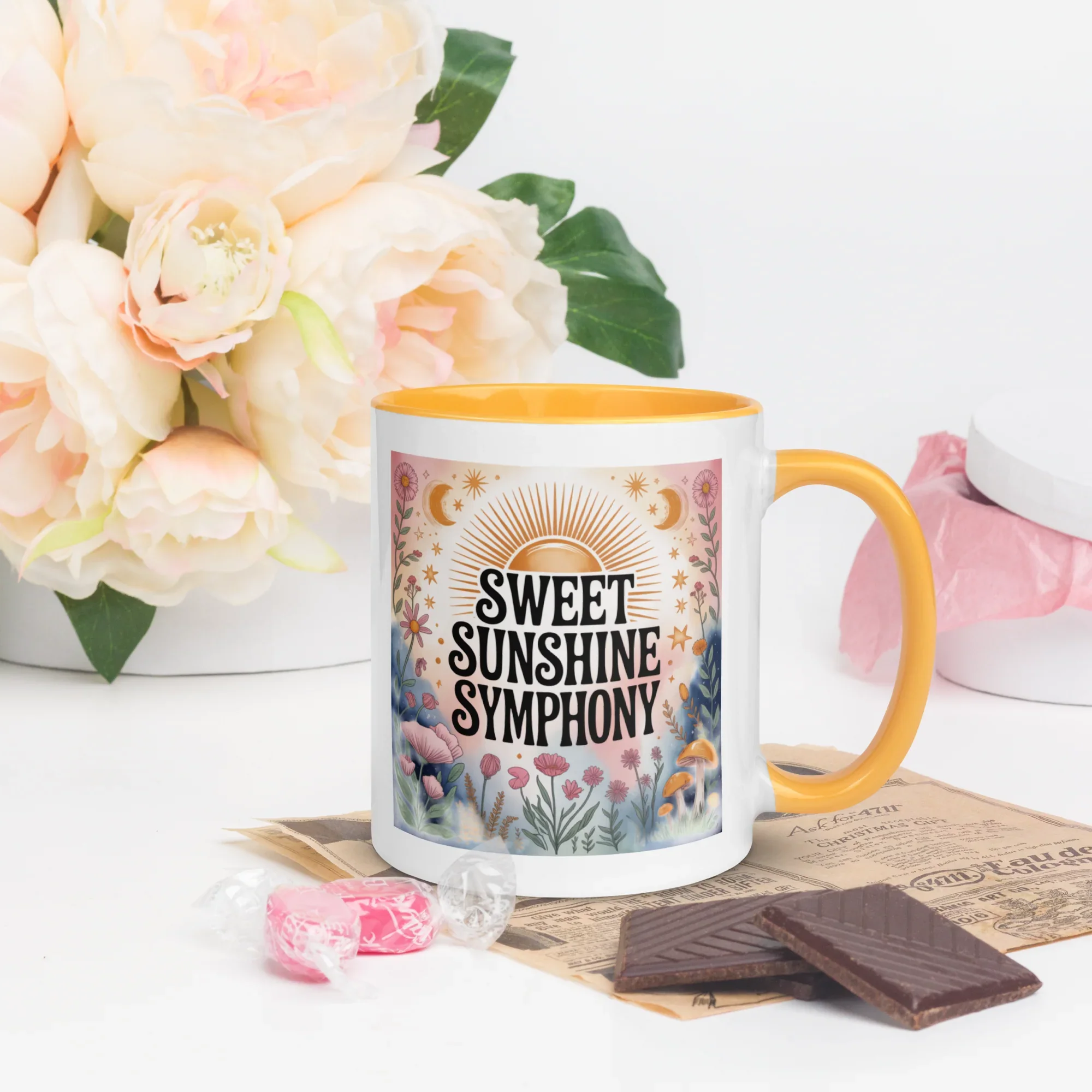 Sweet Sunshine Symphony Mug – Floral Radiance & Morning Vibes - RaZits