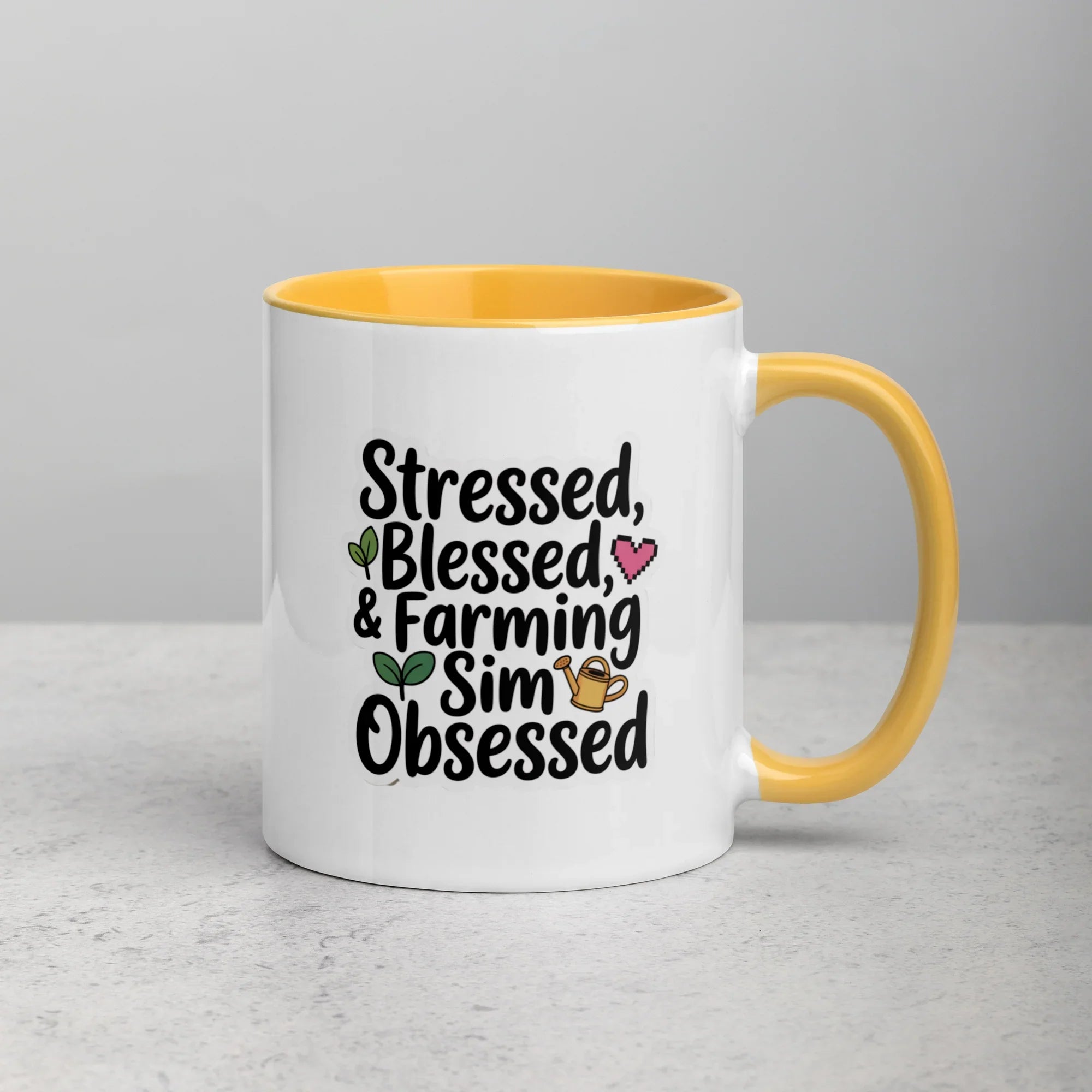 Stressed Blessed & Farming Sim Obsessed Design – Cozy Gamer Pixel Art Mug - RaZits