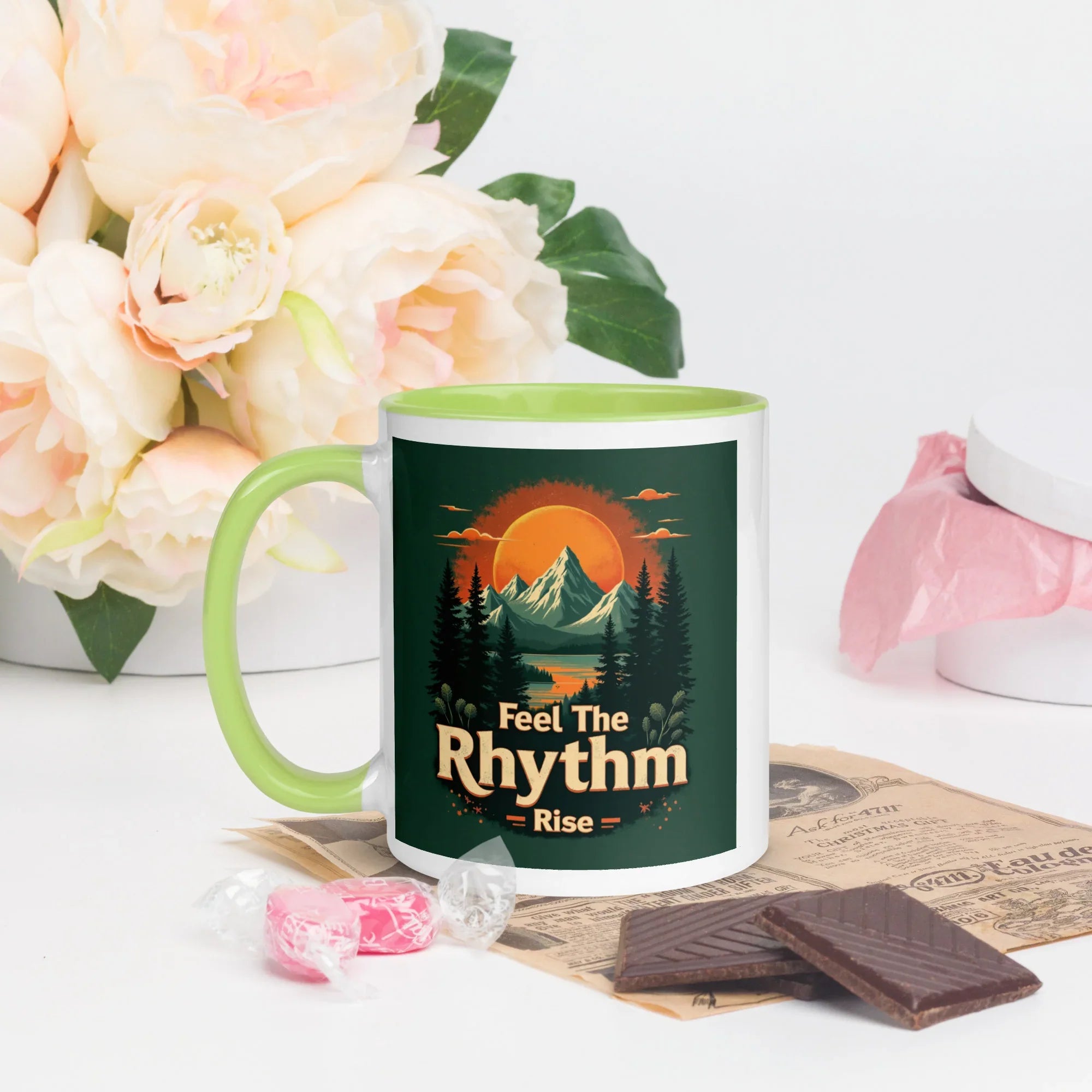 Feel The Rhythm Rise Mug – Nature-Inspired Sunrise Groove - RaZits
