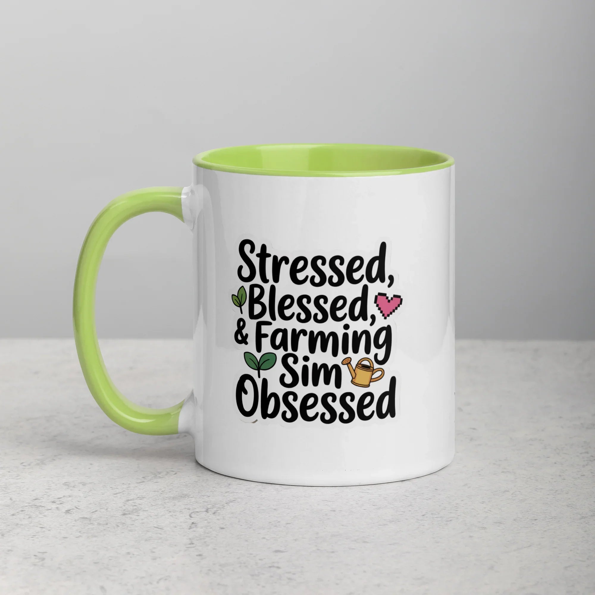 Stressed Blessed & Farming Sim Obsessed Design – Cozy Gamer Pixel Art Mug - RaZits