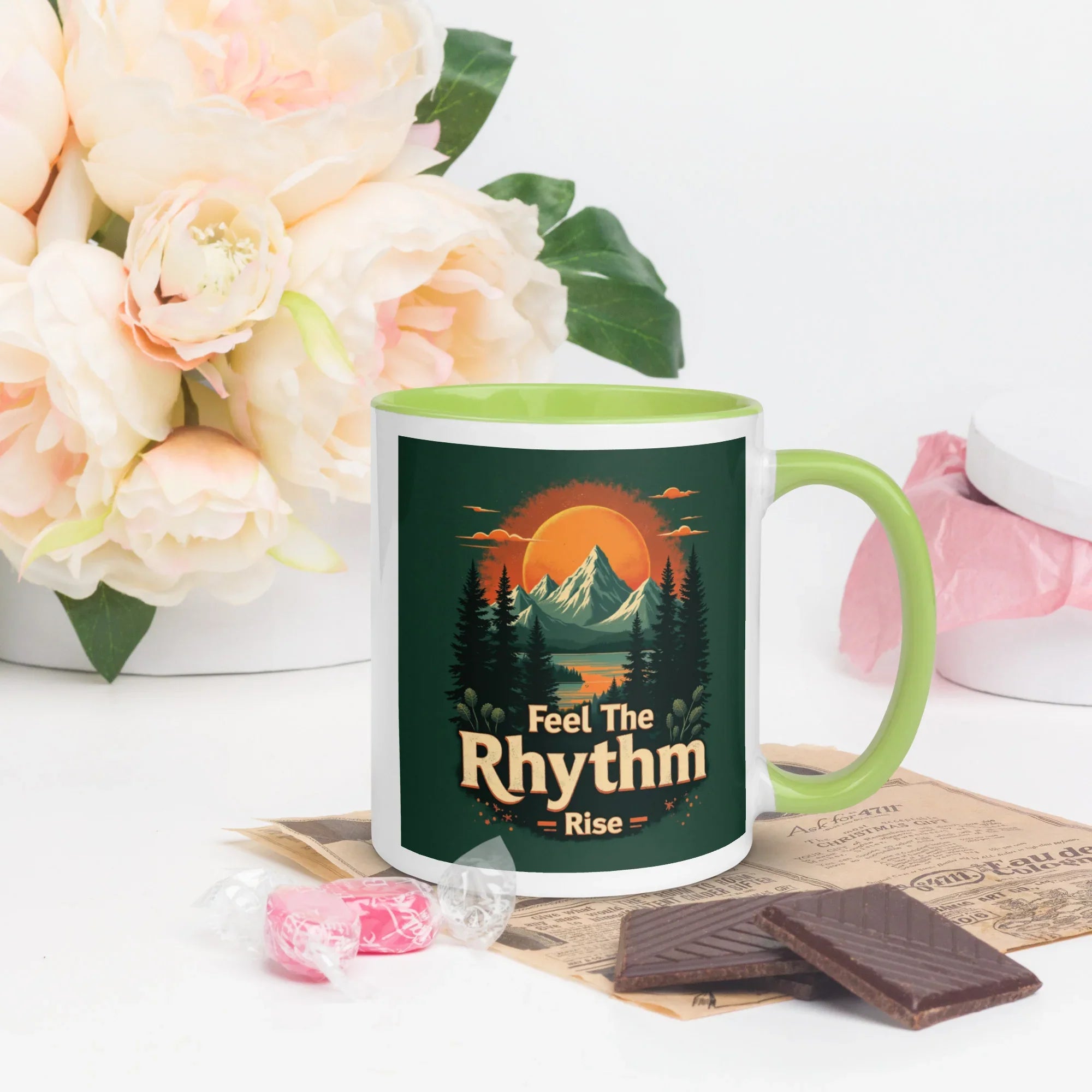 Feel The Rhythm Rise Mug – Nature-Inspired Sunrise Groove - RaZits
