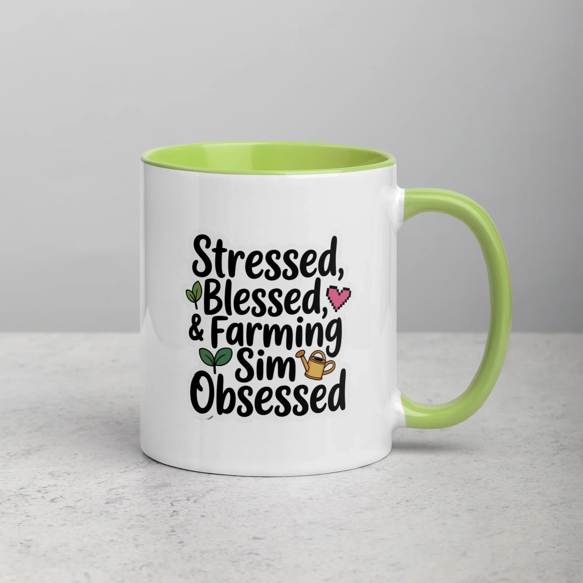 Stressed Blessed & Farming Sim Obsessed Design – Cozy Gamer Pixel Art Mug - RaZits