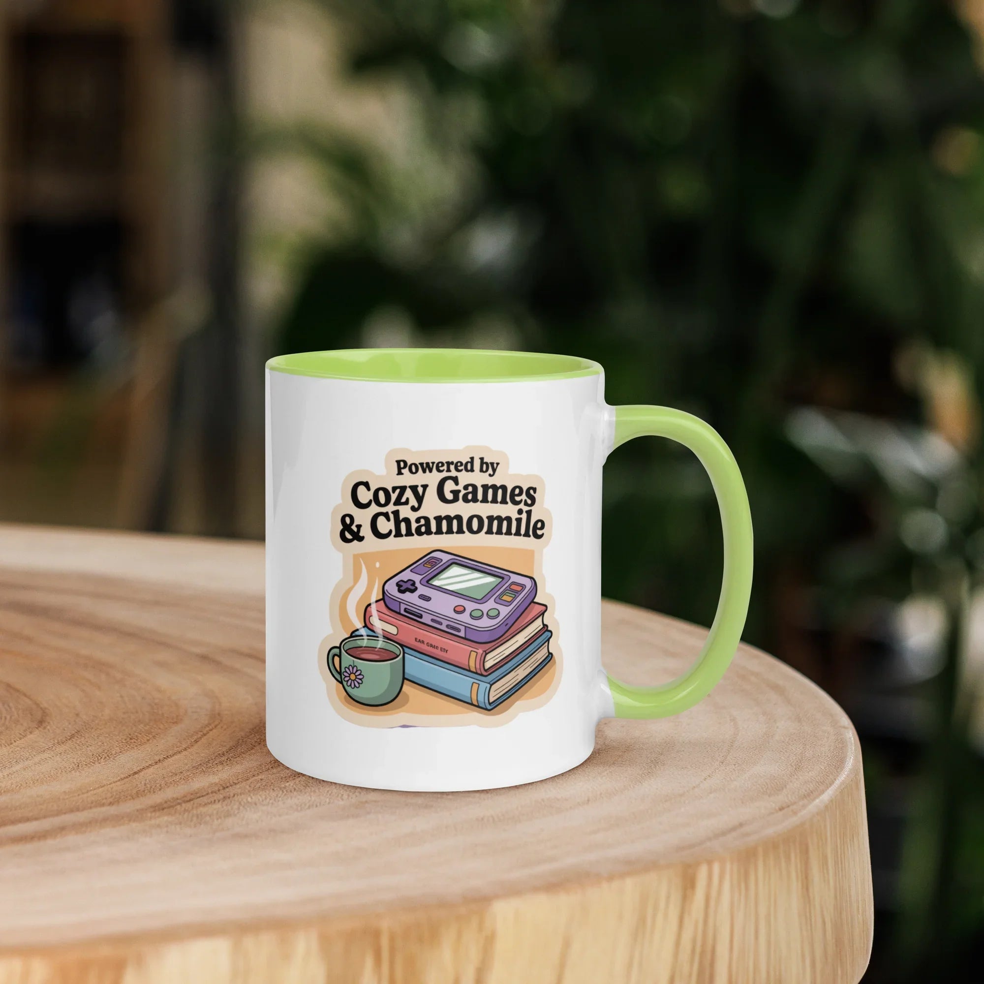 Powered by Cozy Games and Chamomile – Wholesome Gamer Design Mug - RaZits