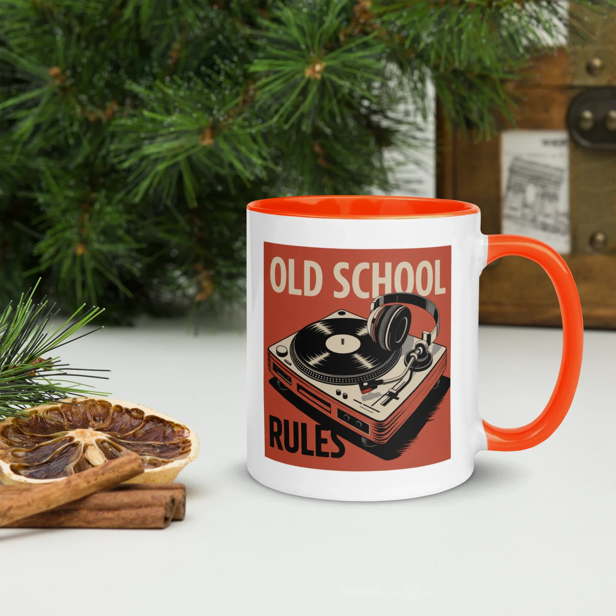 Old School Rules Mug – Vintage Vinyl DJ Vibes - RaZits