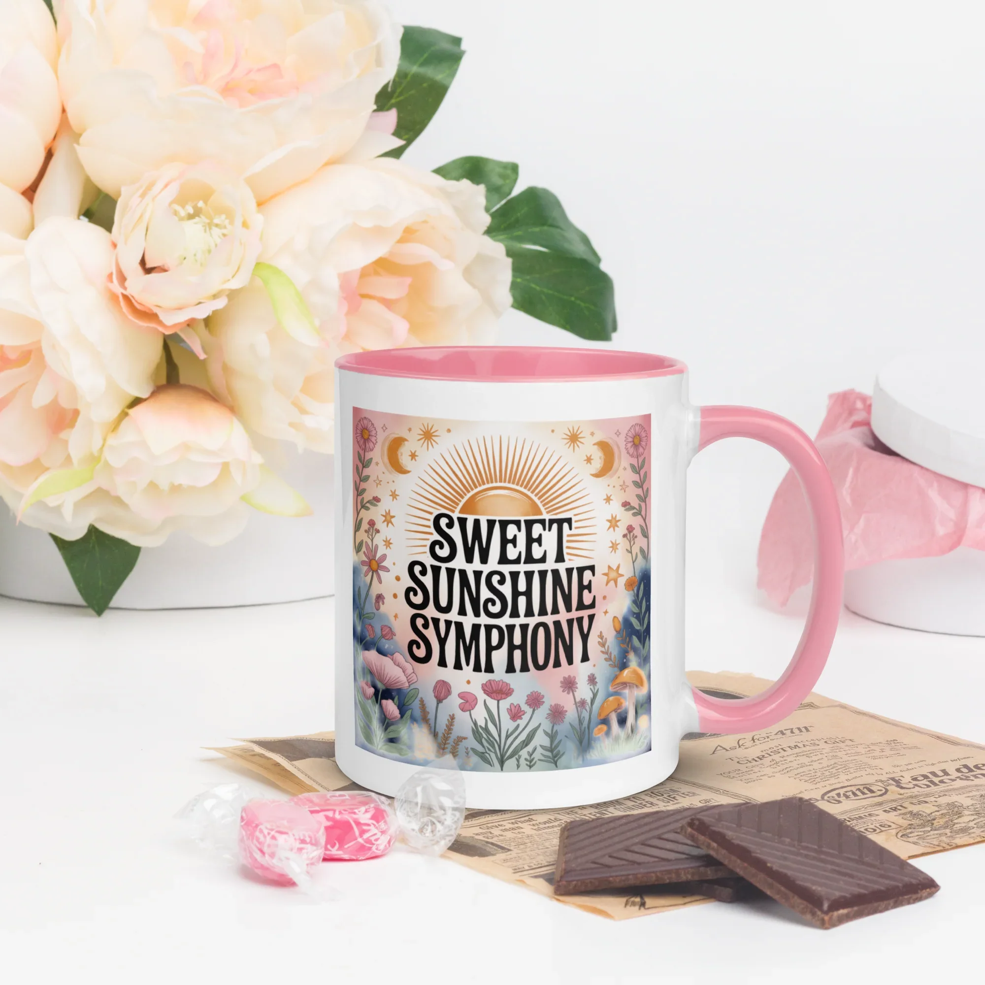 Sweet Sunshine Symphony Mug – Floral Radiance & Morning Vibes - RaZits