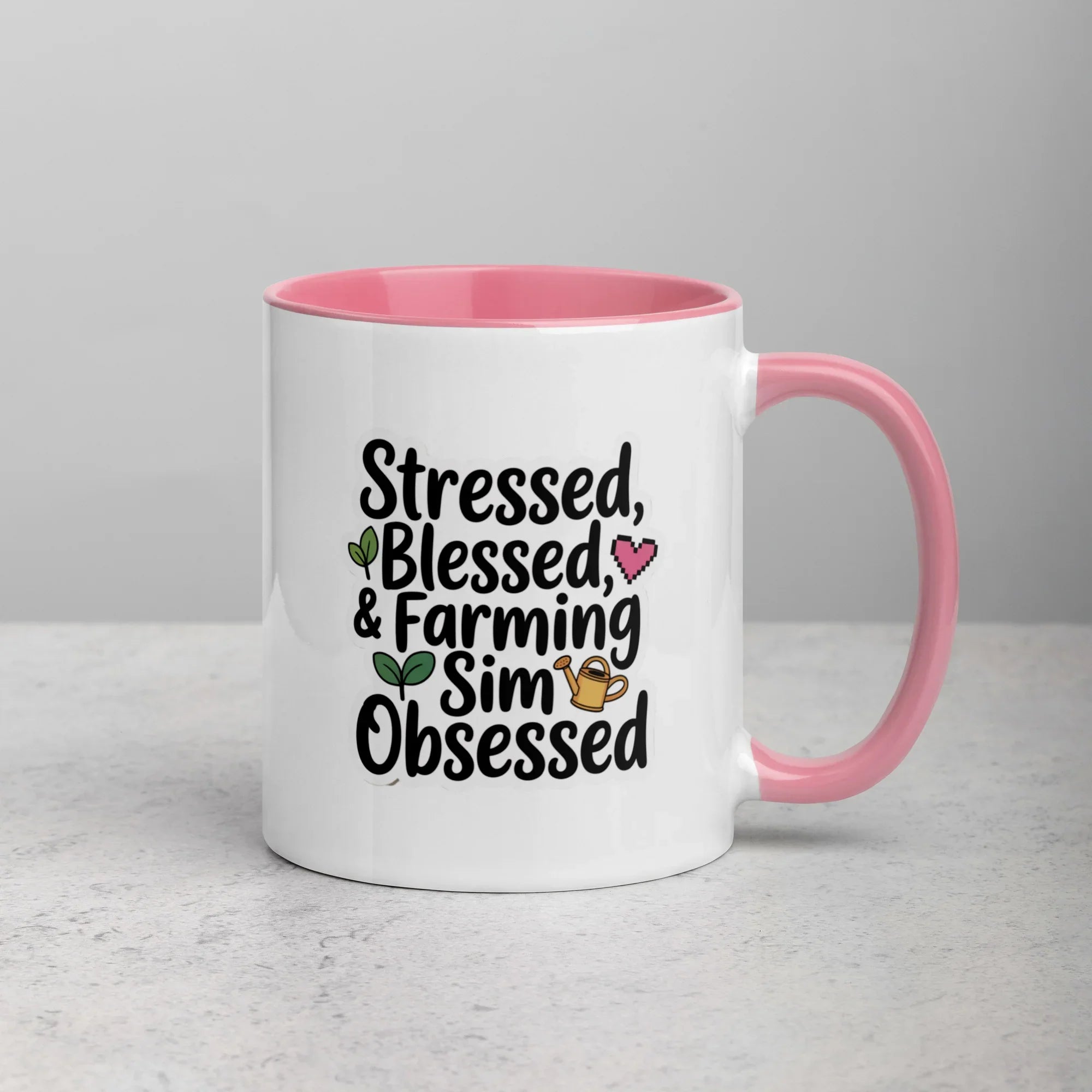 Stressed Blessed & Farming Sim Obsessed Design – Cozy Gamer Pixel Art Mug - RaZits