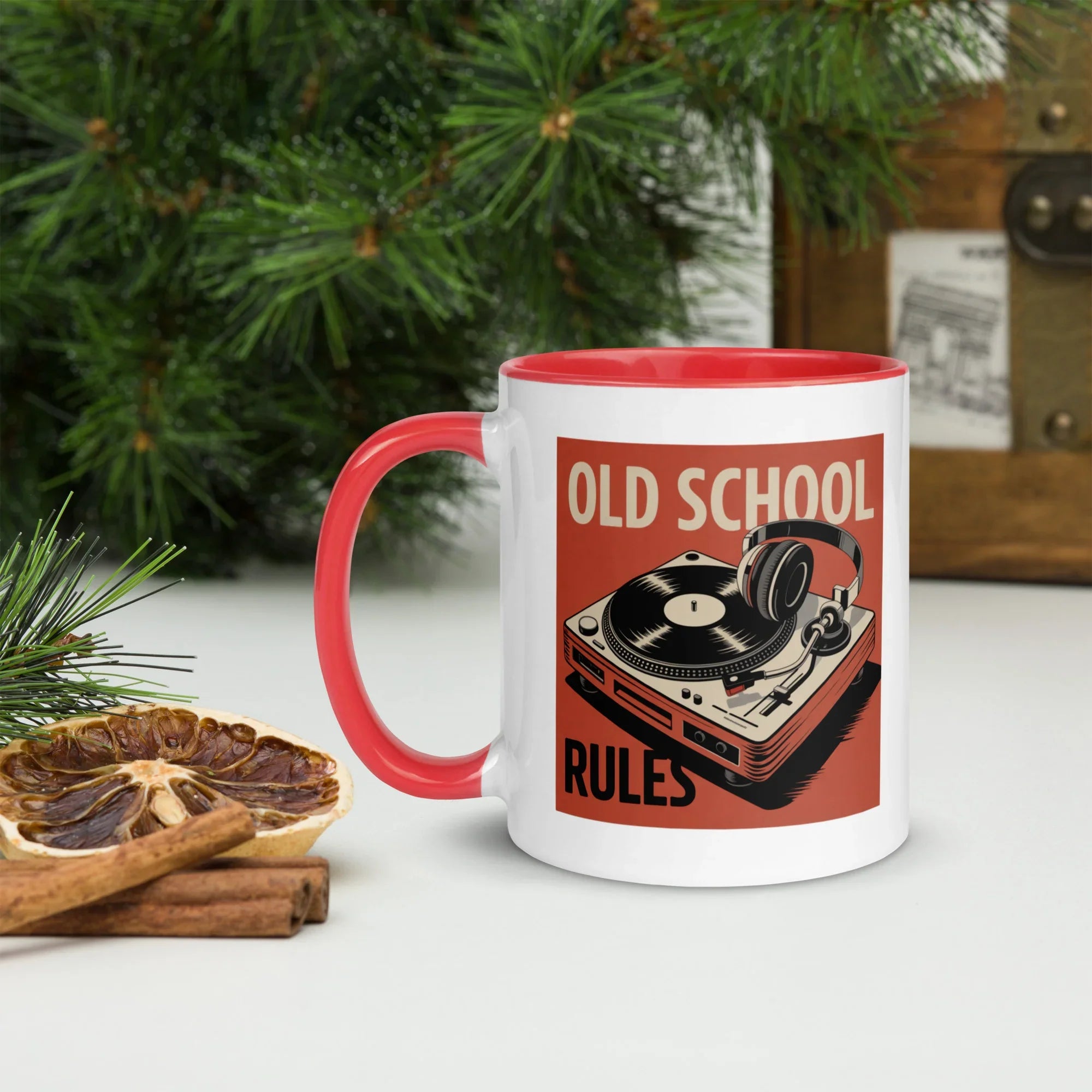 Old School Rules Mug – Vintage Vinyl DJ Vibes - RaZits