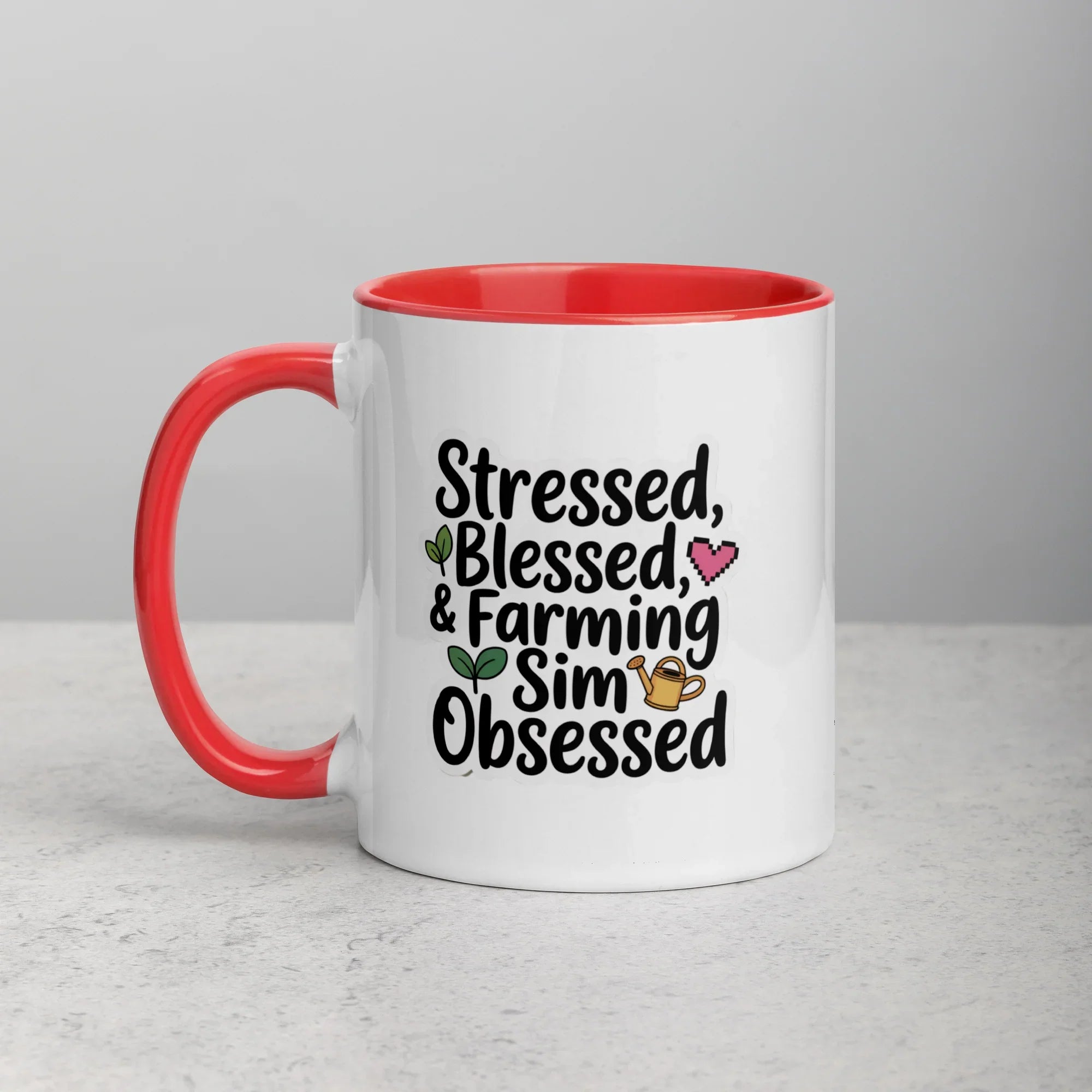 Stressed Blessed & Farming Sim Obsessed Design – Cozy Gamer Pixel Art Mug - RaZits