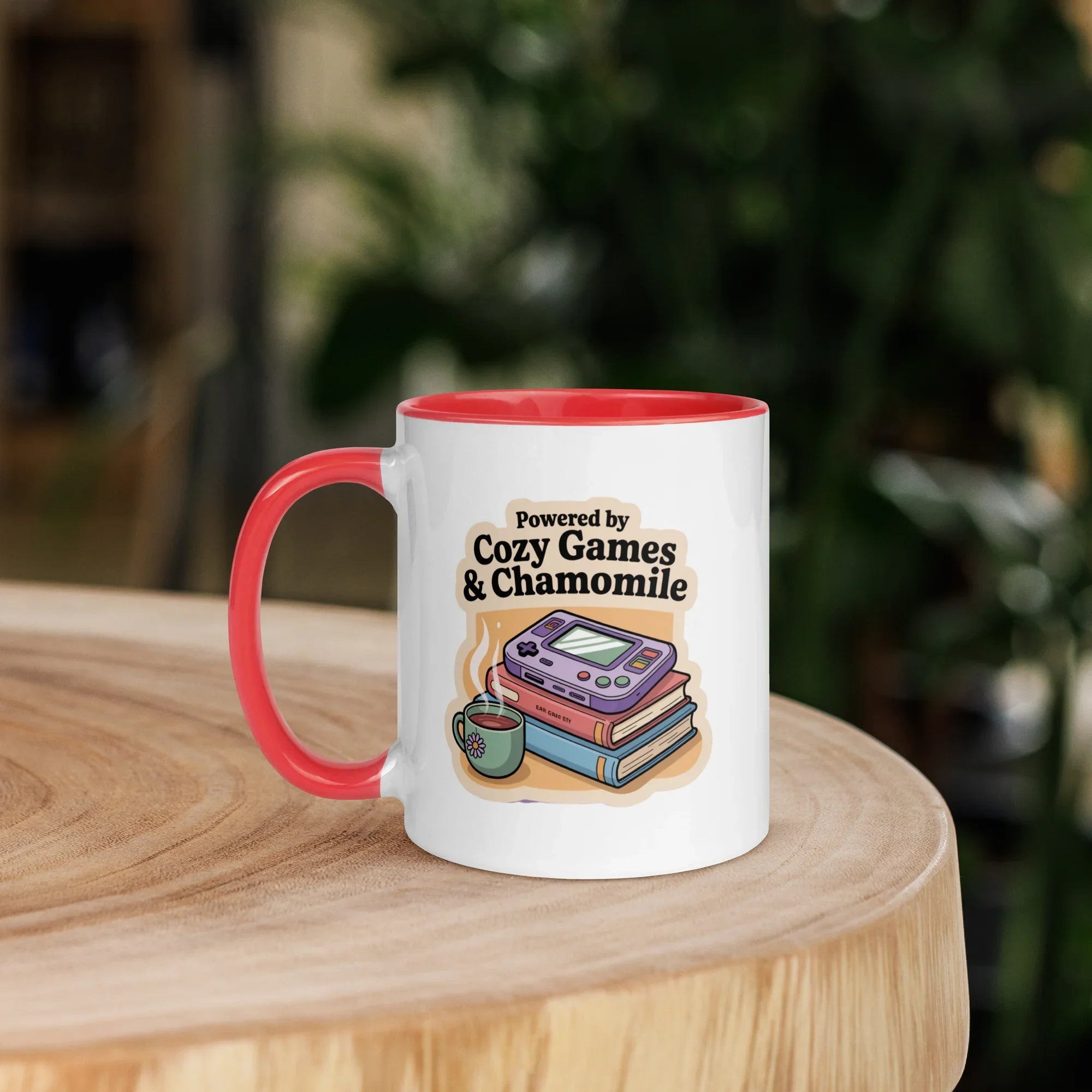 Powered by Cozy Games and Chamomile – Wholesome Gamer Design Mug - RaZits