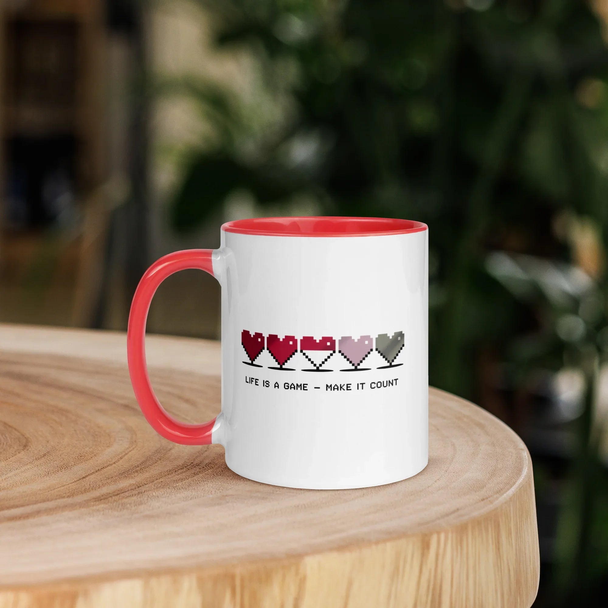Life is a Game – Make It Count Pixel Heart Mug - RaZits