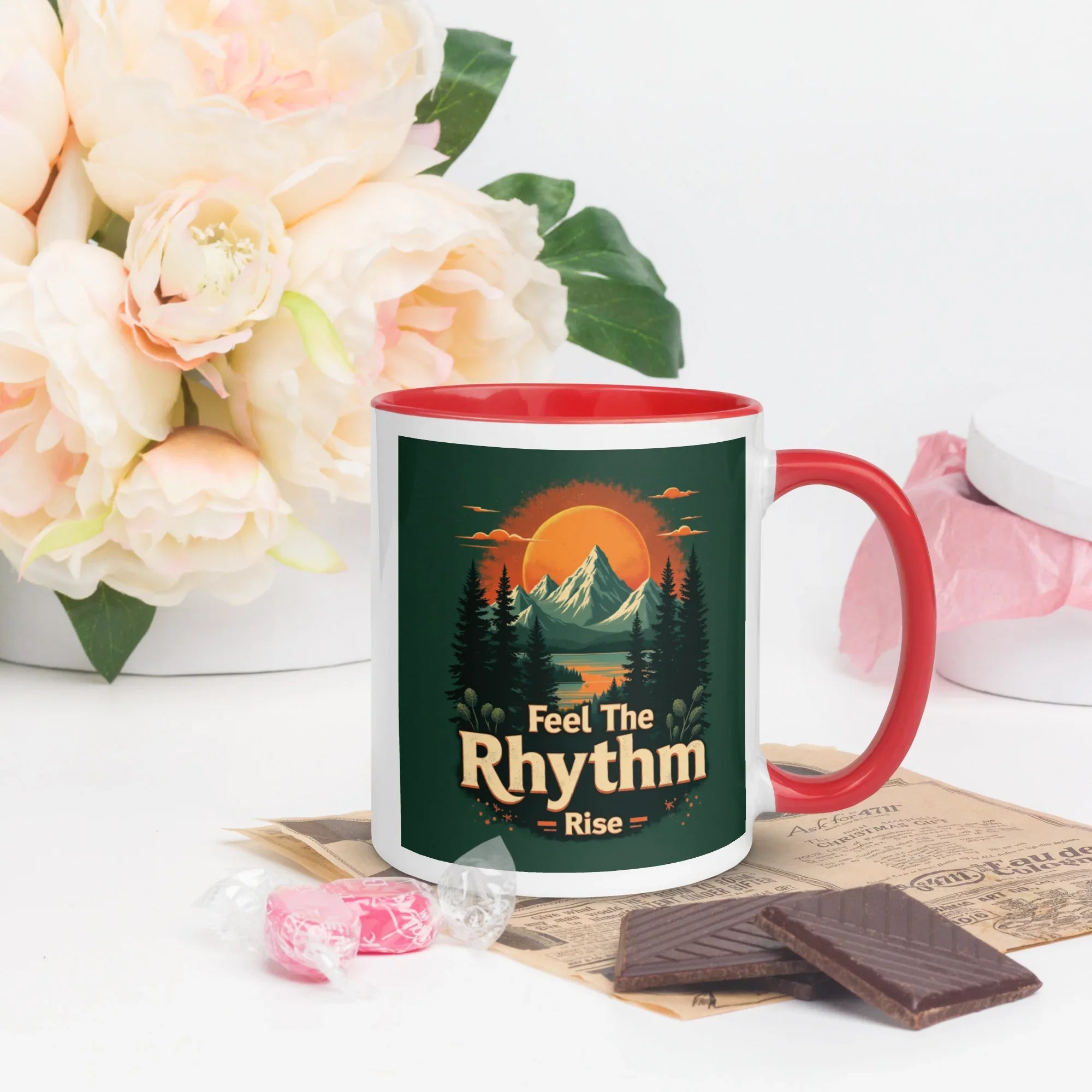 Feel The Rhythm Rise Mug – Nature-Inspired Sunrise Groove - RaZits