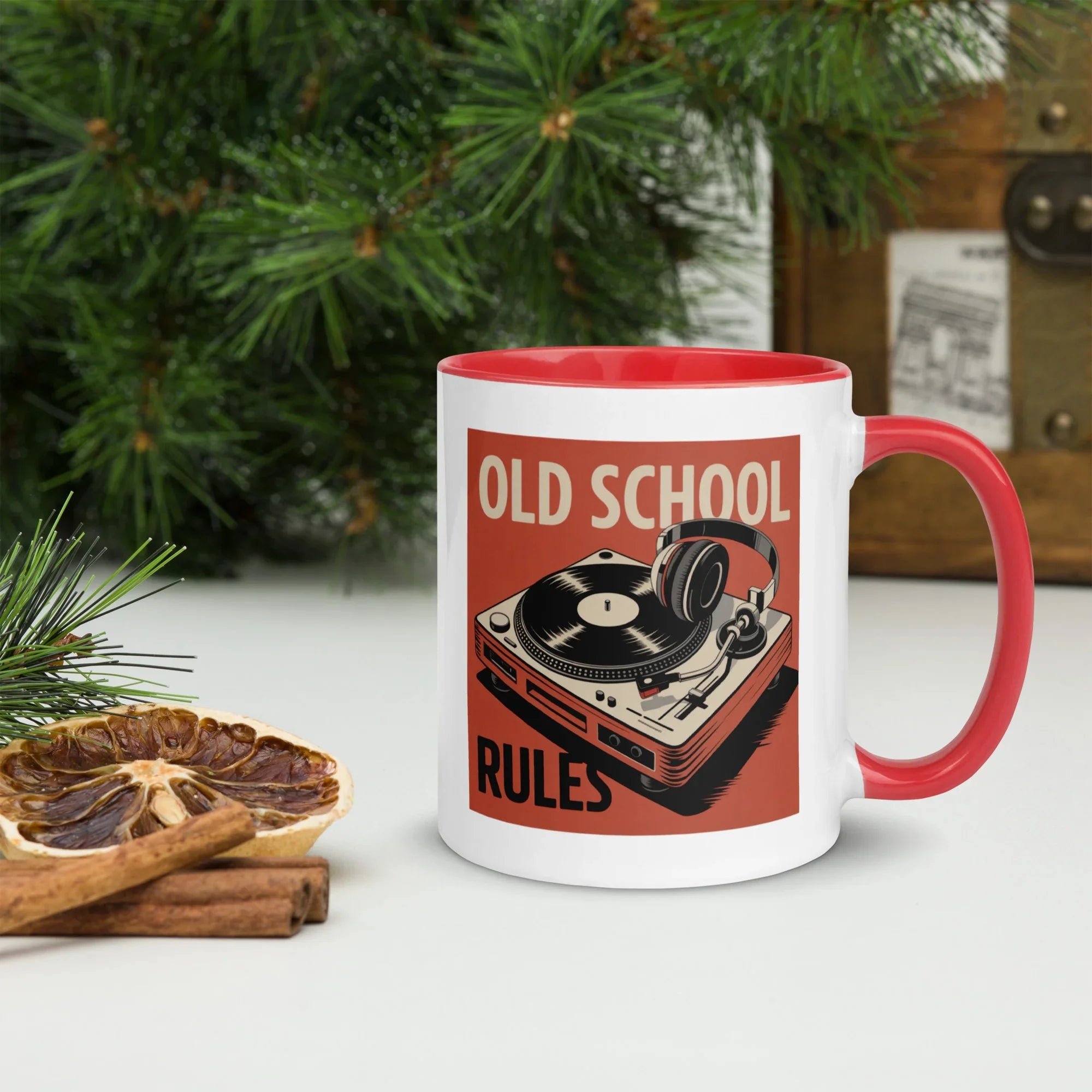 Old School Rules Mug – Vintage Vinyl DJ Vibes - RaZits