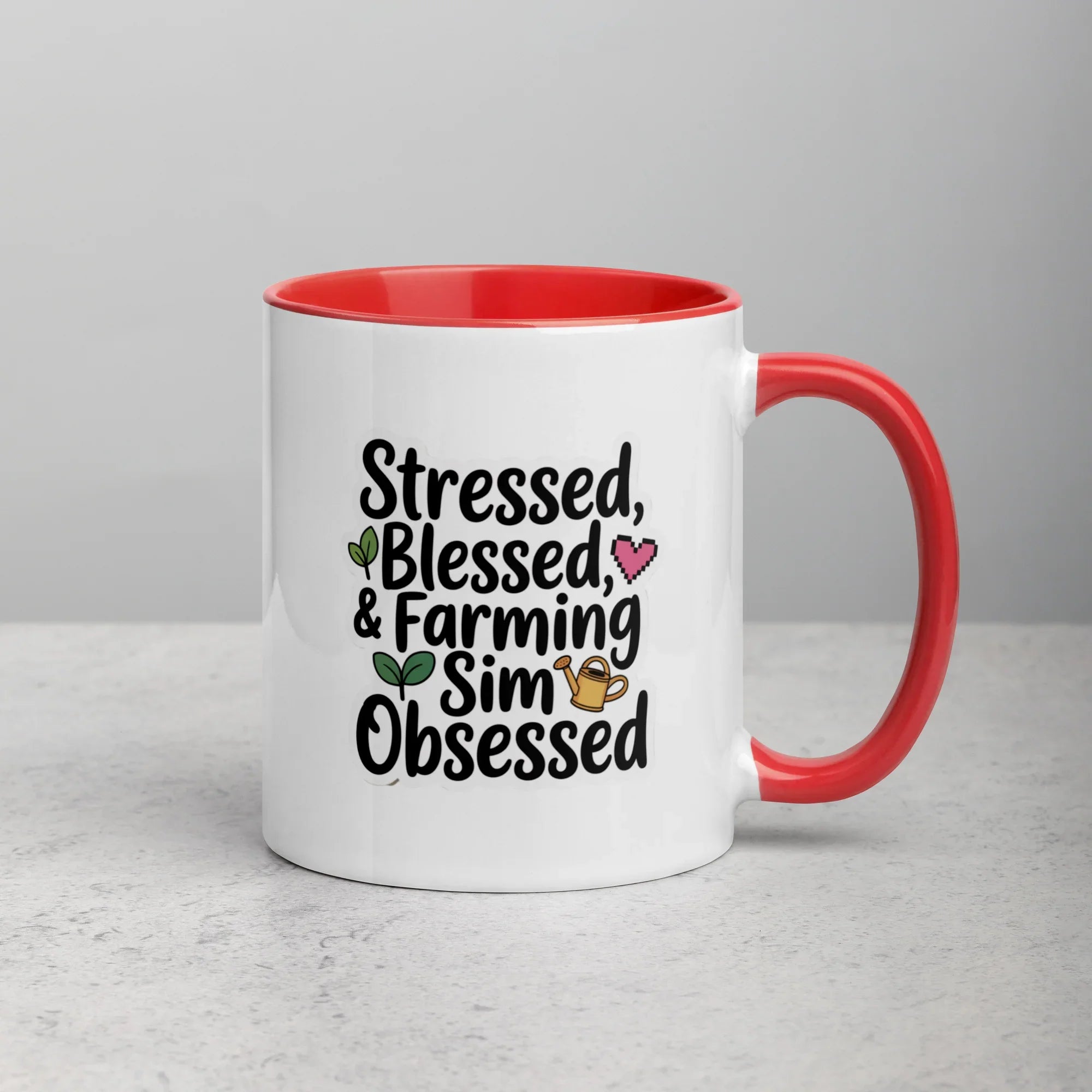 Stressed Blessed & Farming Sim Obsessed Design – Cozy Gamer Pixel Art Mug - RaZits