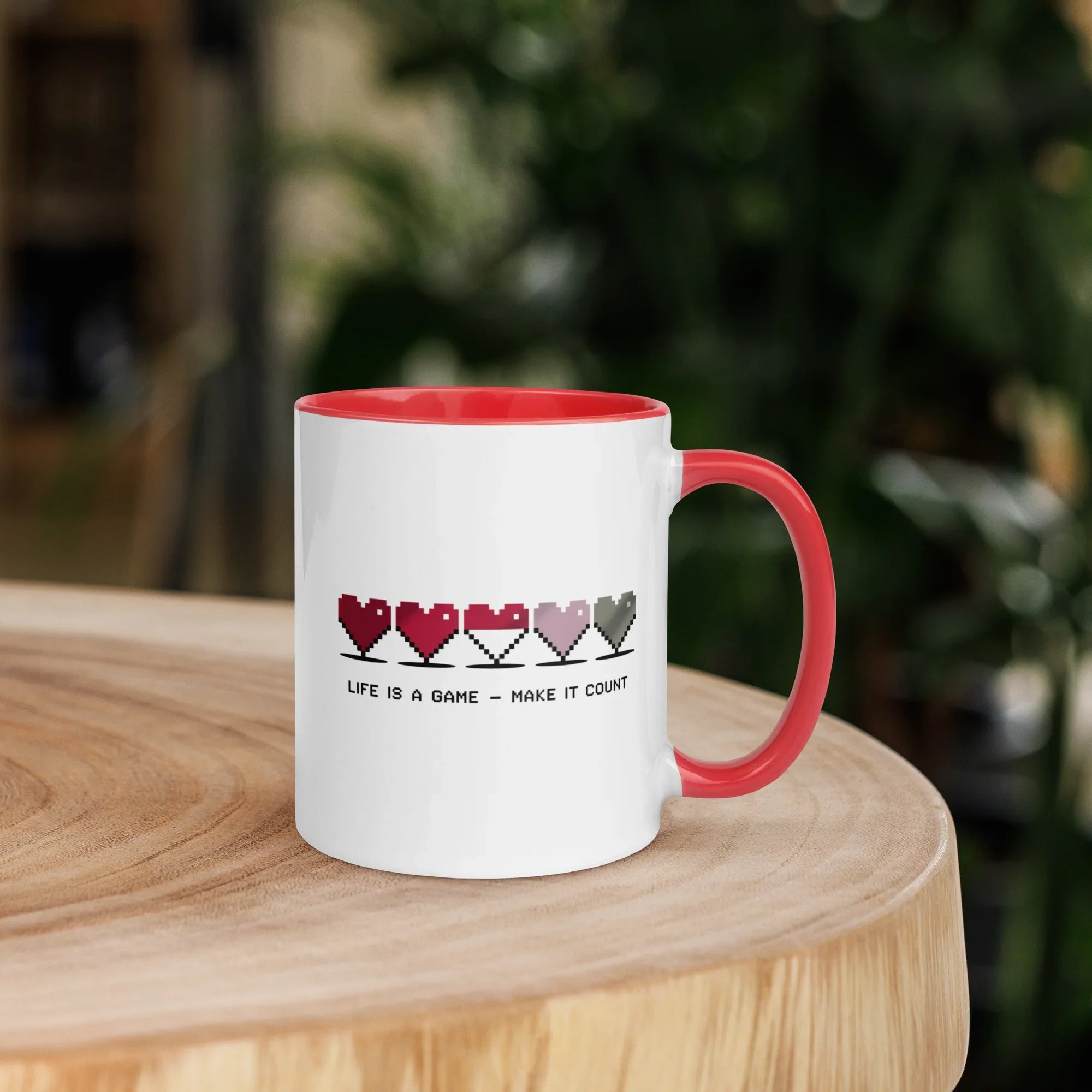 Life is a Game – Make It Count Pixel Heart Mug - RaZits