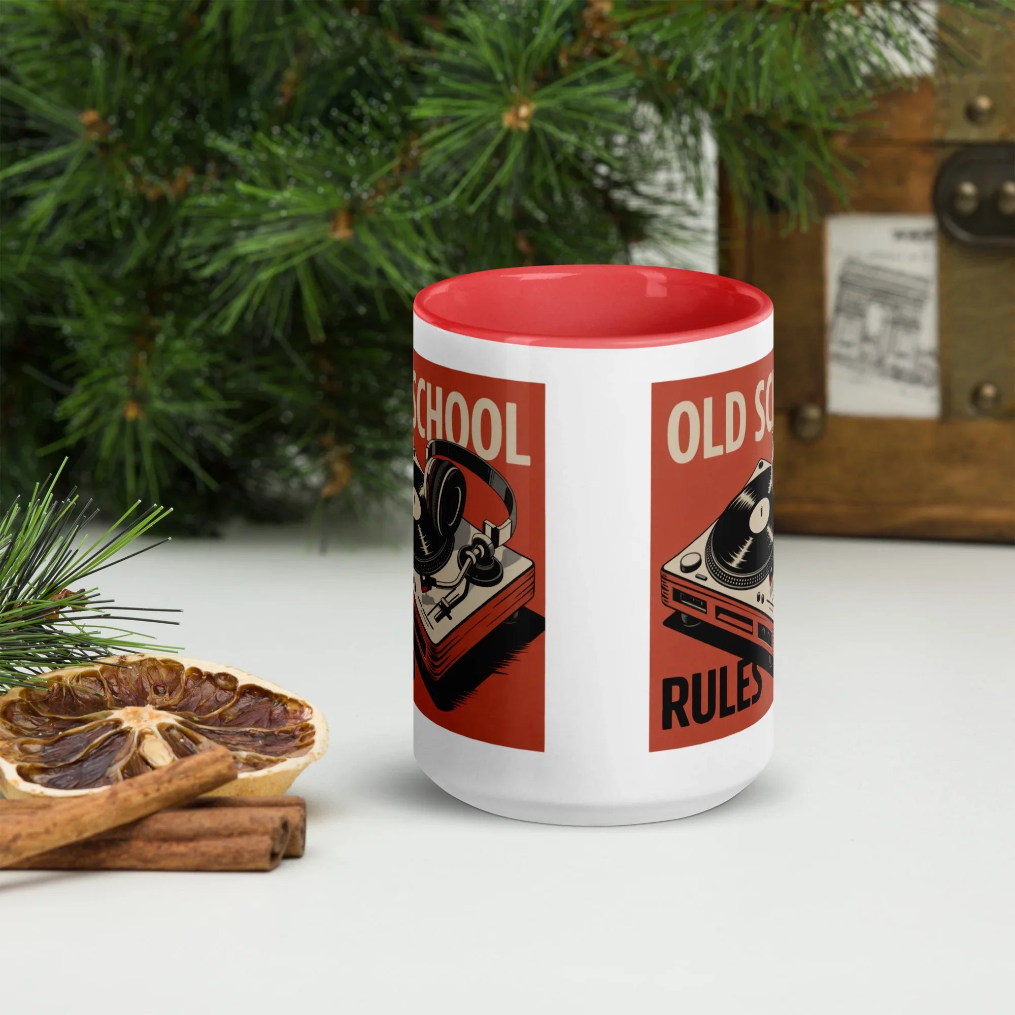 Old School Rules Mug – Vintage Vinyl DJ Vibes - RaZits