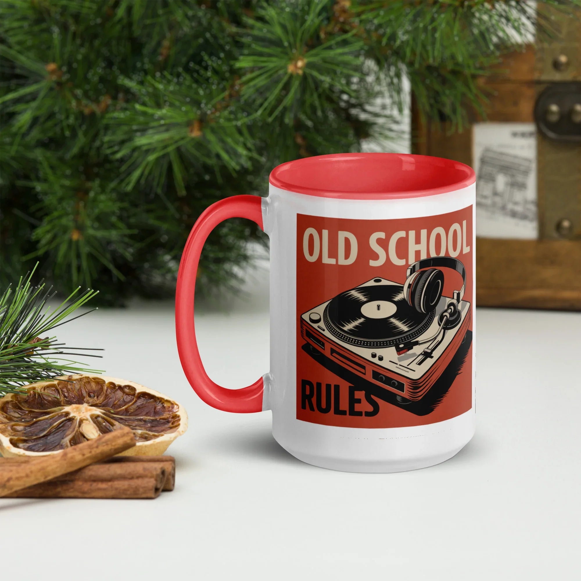 Old School Rules Mug – Vintage Vinyl DJ Vibes - RaZits