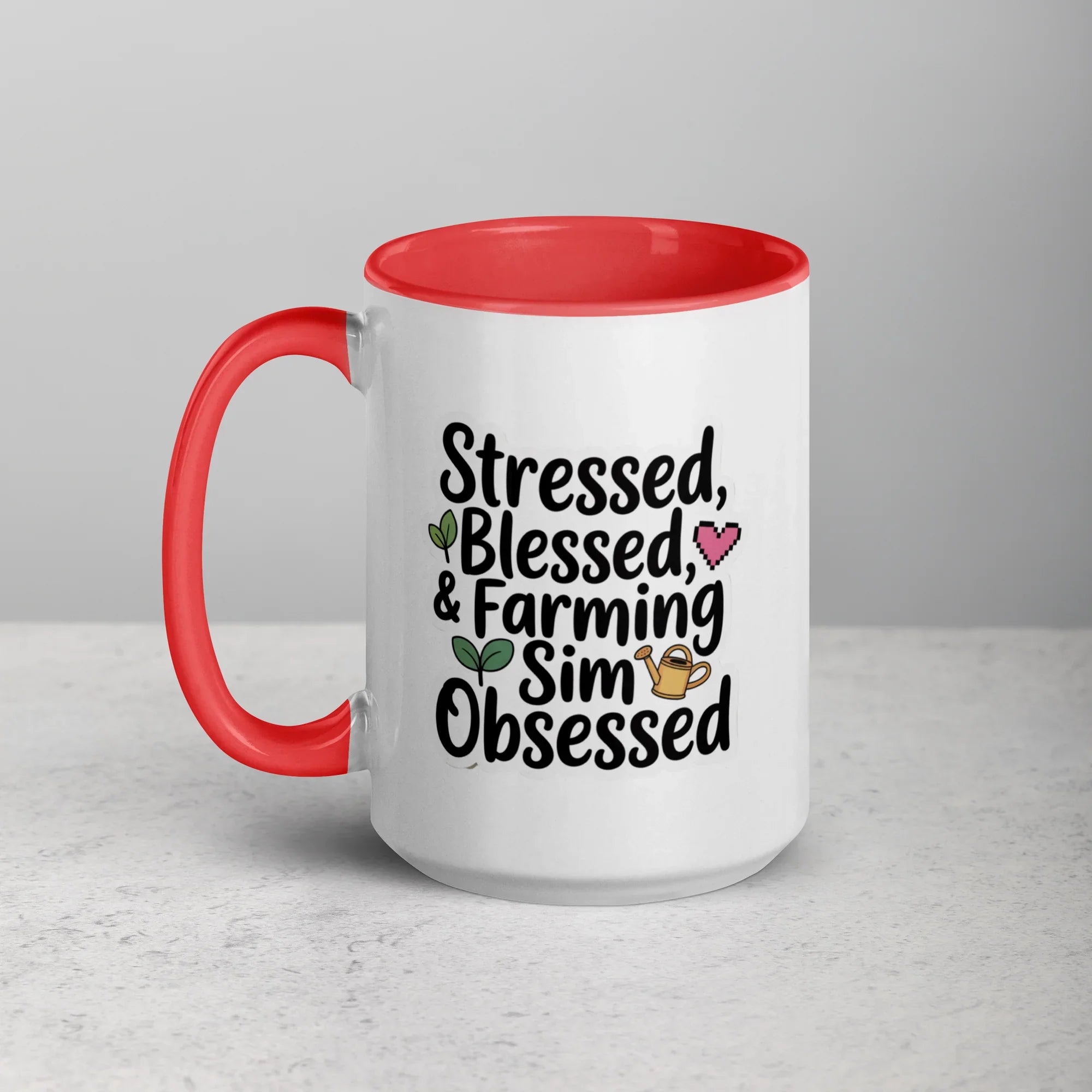 Stressed Blessed & Farming Sim Obsessed Design – Cozy Gamer Pixel Art Mug - RaZits