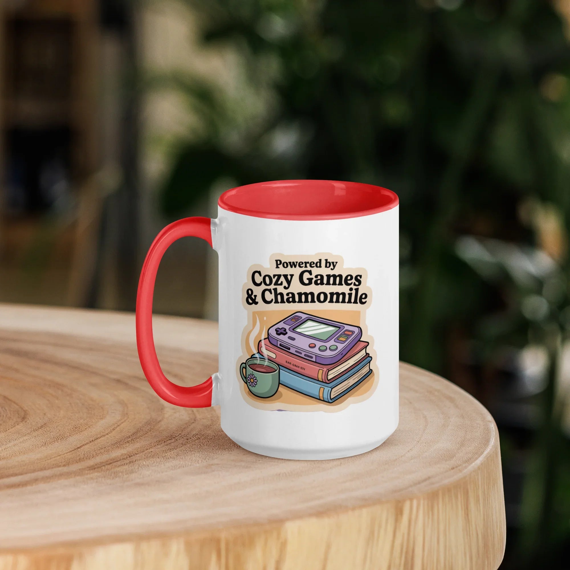 Powered by Cozy Games and Chamomile – Wholesome Gamer Design Mug - RaZits