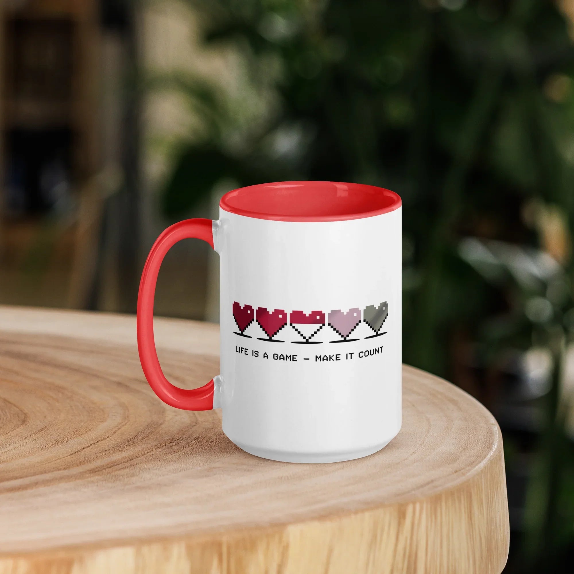 Life is a Game – Make It Count Pixel Heart Mug - RaZits