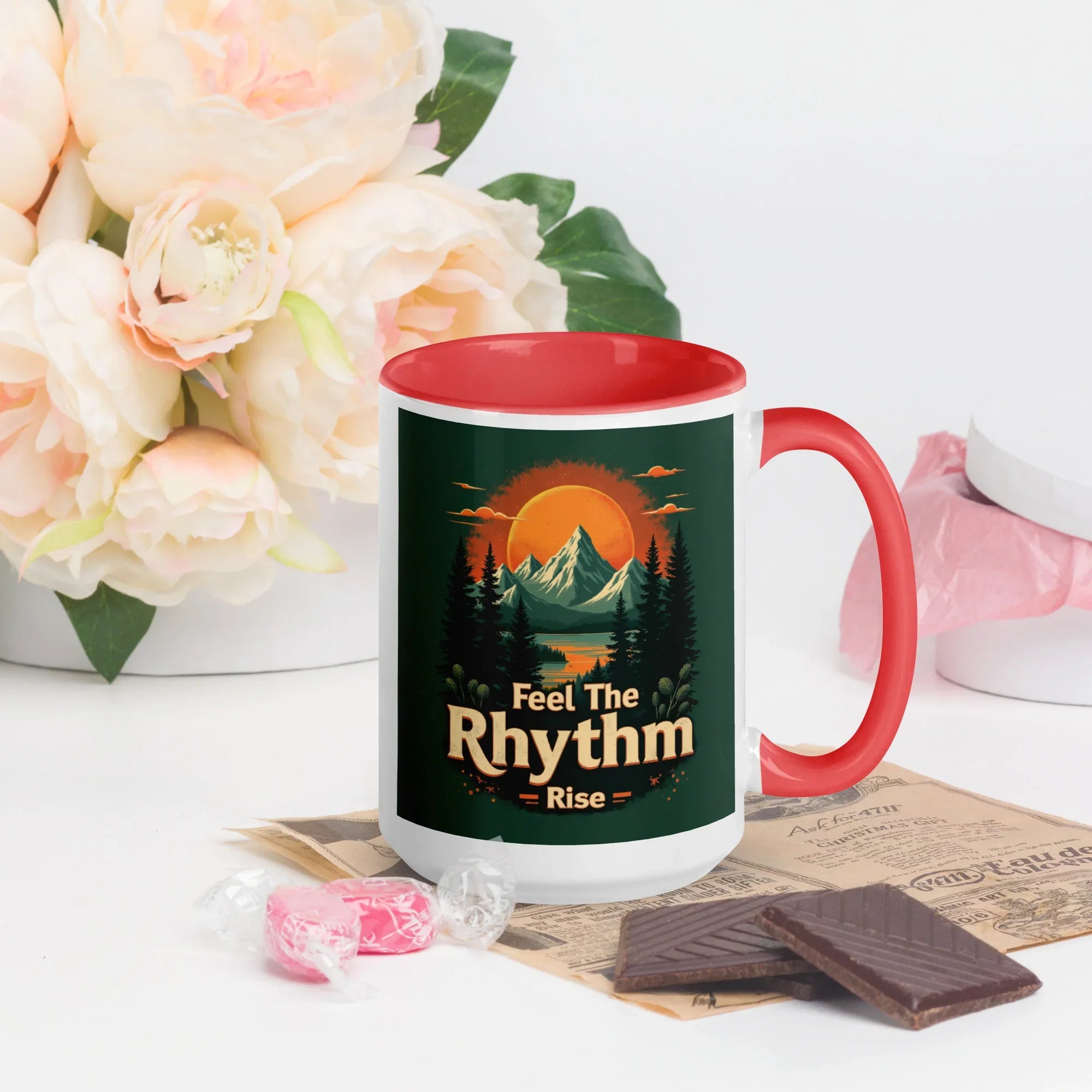 Feel The Rhythm Rise Mug – Nature-Inspired Sunrise Groove - RaZits