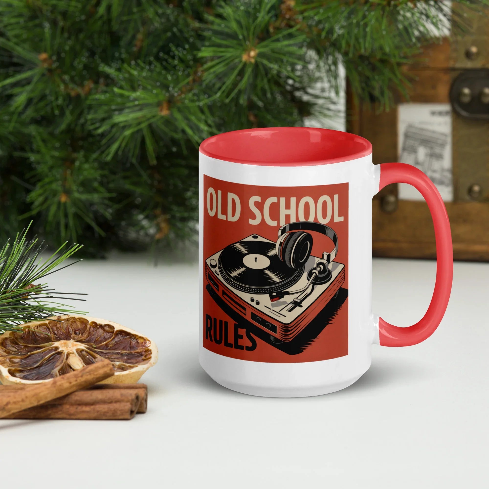 Old School Rules Mug – Vintage Vinyl DJ Vibes - RaZits