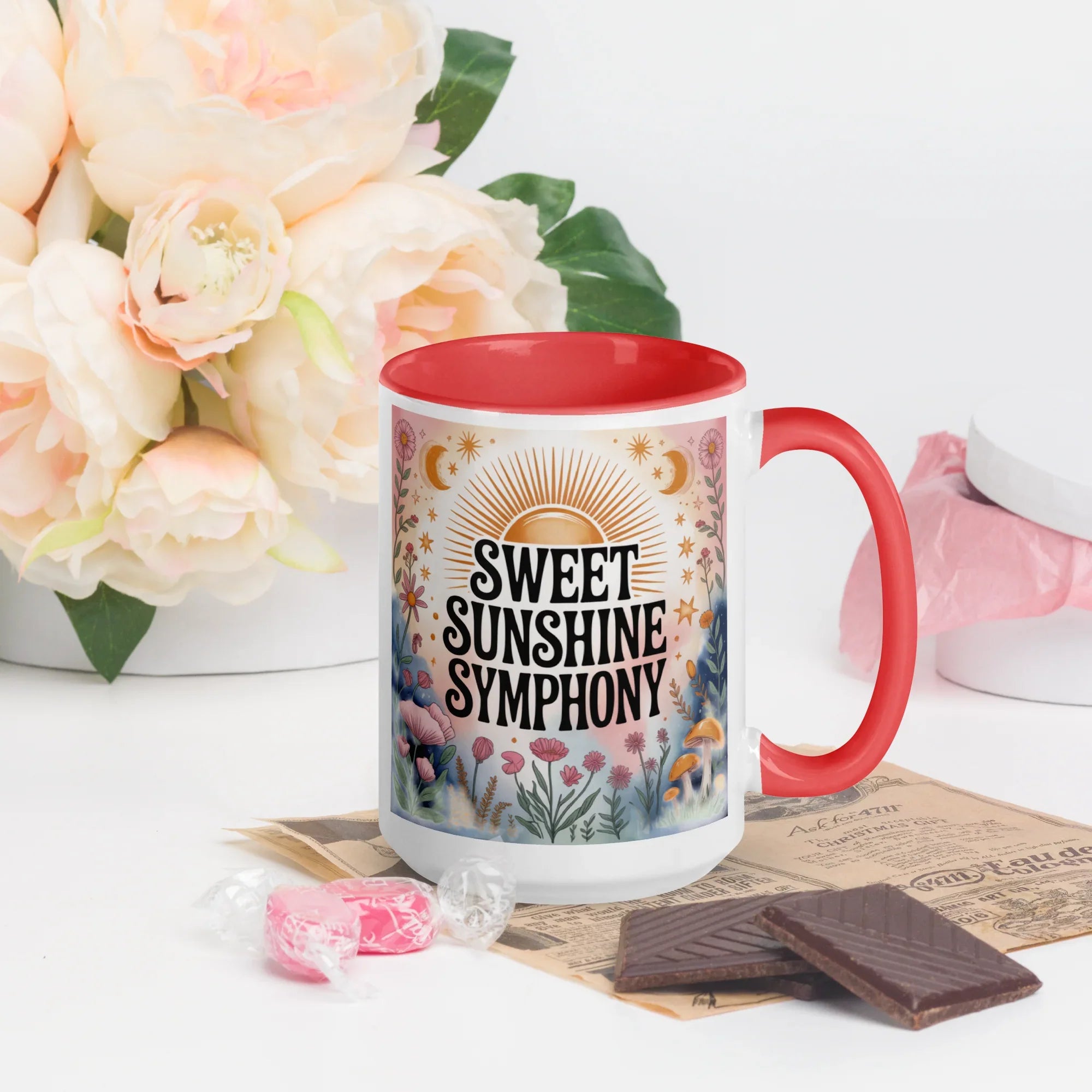 Sweet Sunshine Symphony Mug – Floral Radiance & Morning Vibes - RaZits