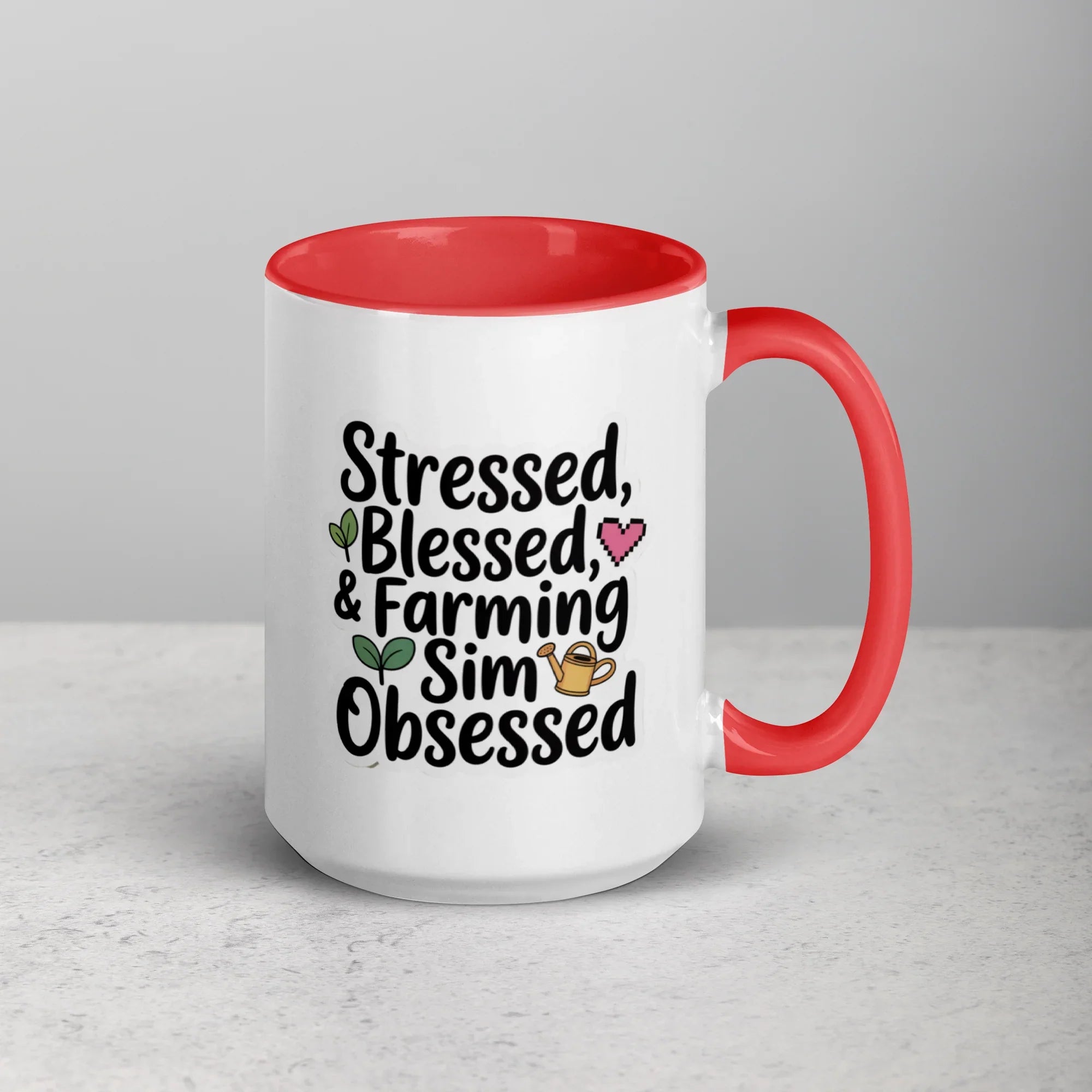 Stressed Blessed & Farming Sim Obsessed Design – Cozy Gamer Pixel Art Mug - RaZits