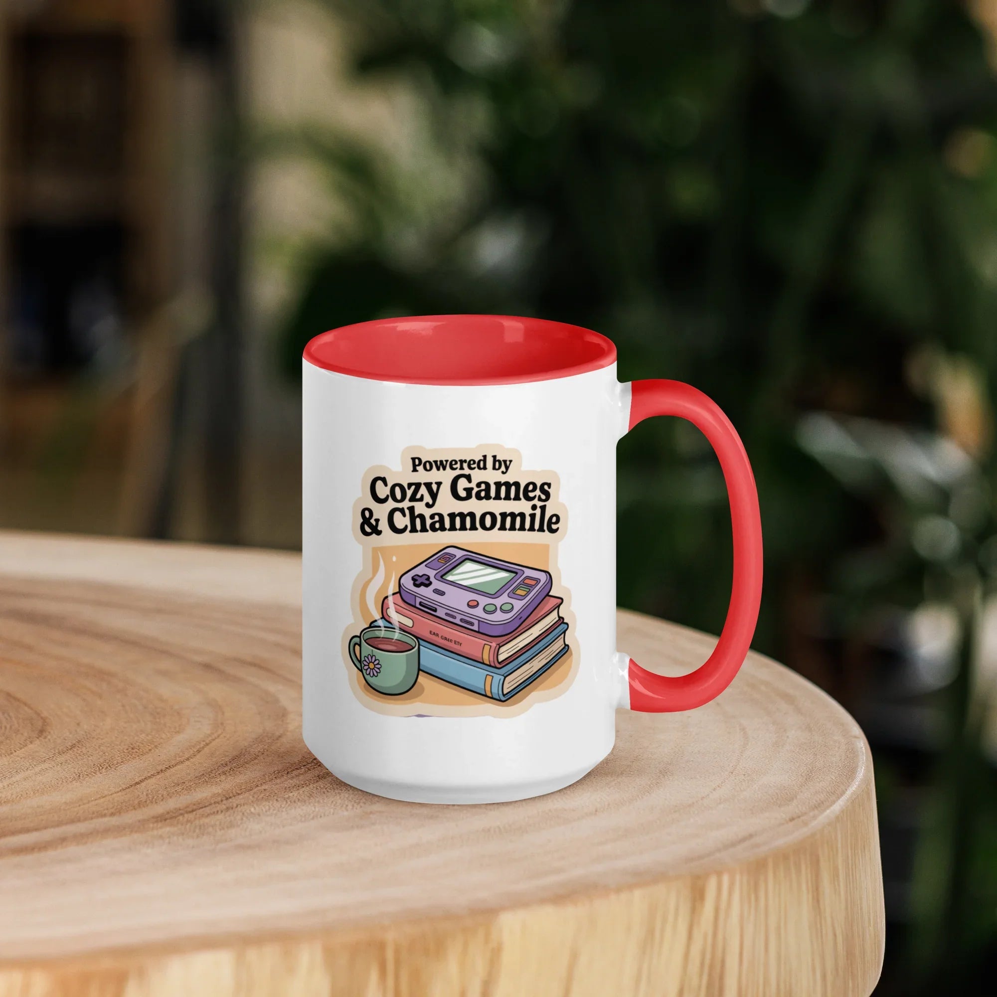 Powered by Cozy Games and Chamomile – Wholesome Gamer Design Mug - RaZits