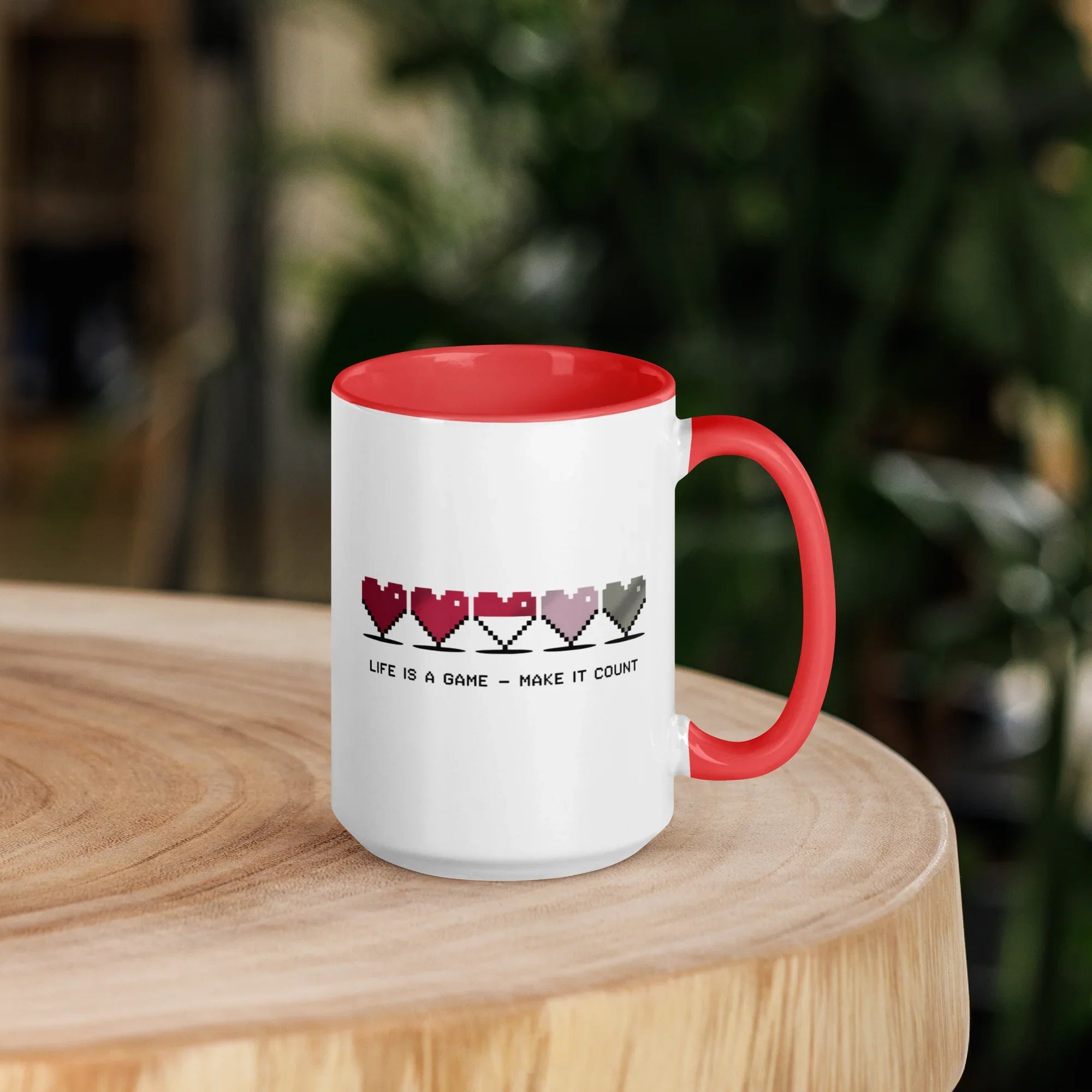 Life is a Game – Make It Count Pixel Heart Mug - RaZits