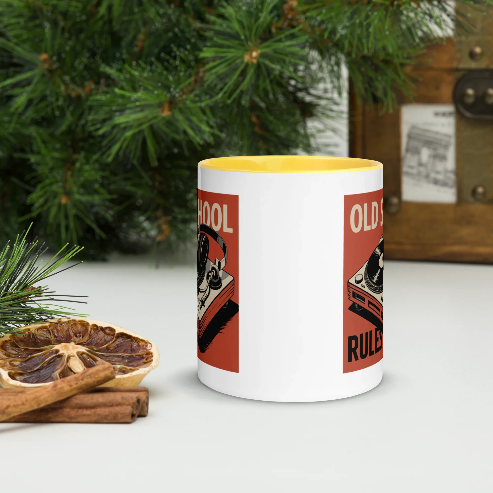 Old School Rules Mug – Vintage Vinyl DJ Vibes - RaZits