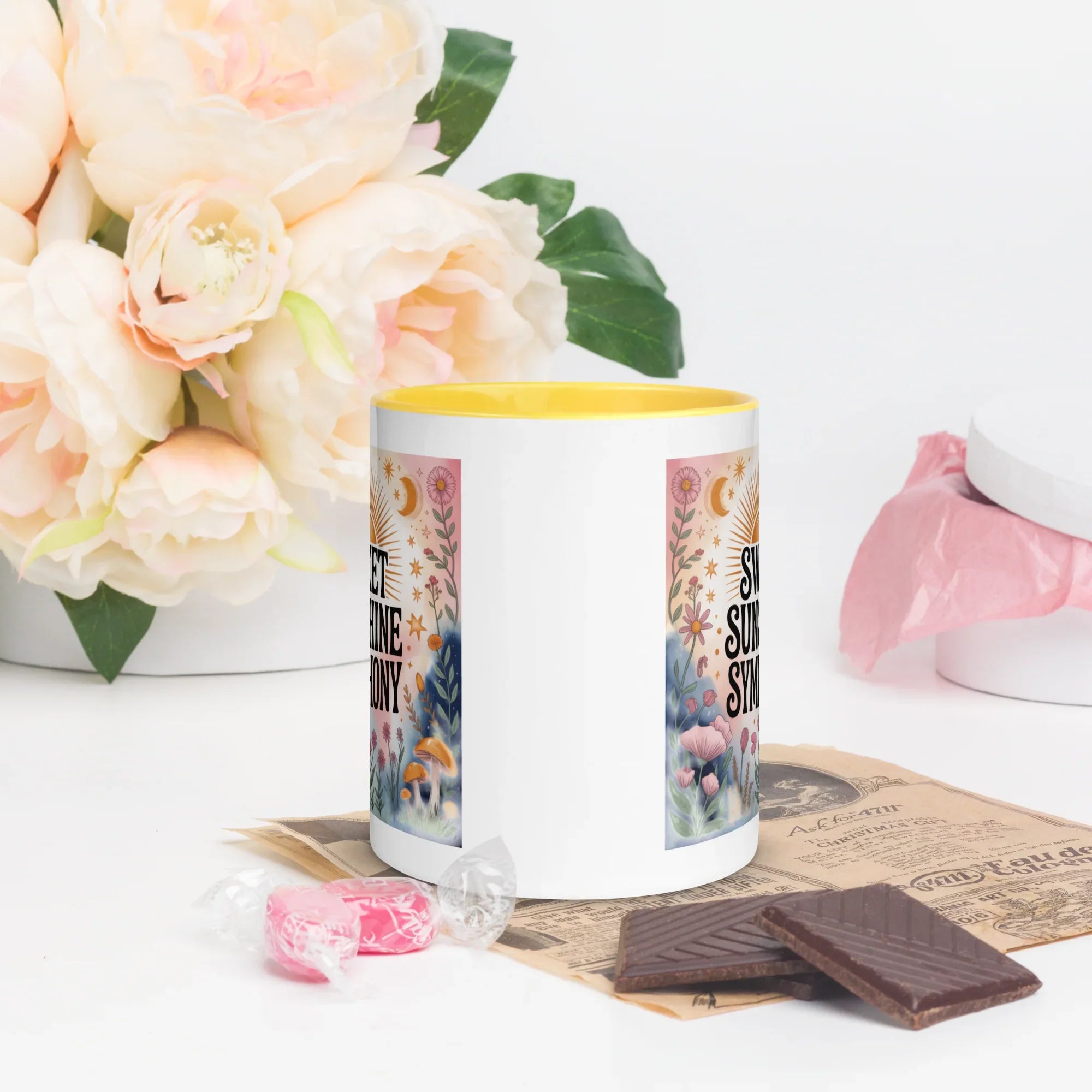 Sweet Sunshine Symphony Mug – Floral Radiance & Morning Vibes - RaZits