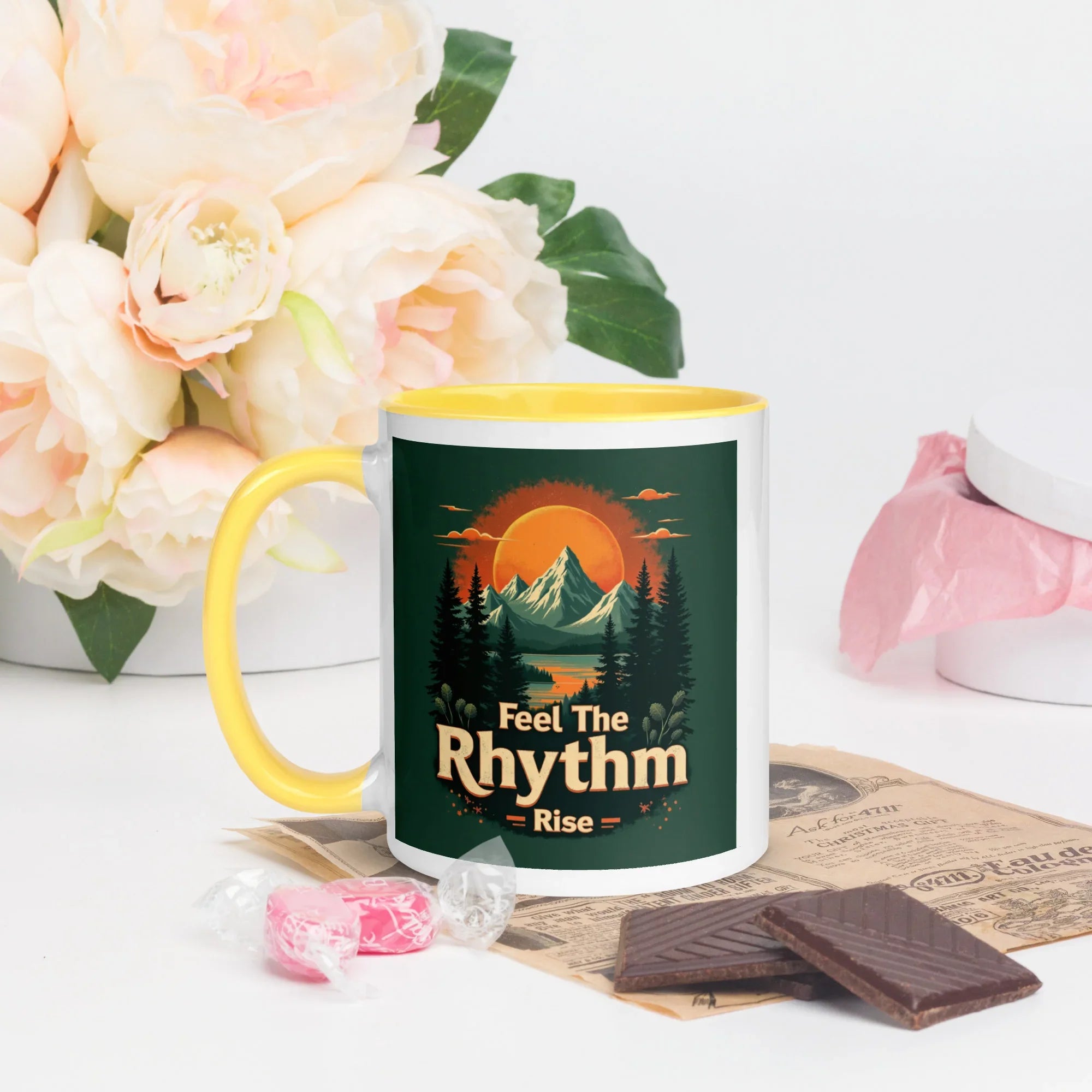 Feel The Rhythm Rise Mug – Nature-Inspired Sunrise Groove - RaZits