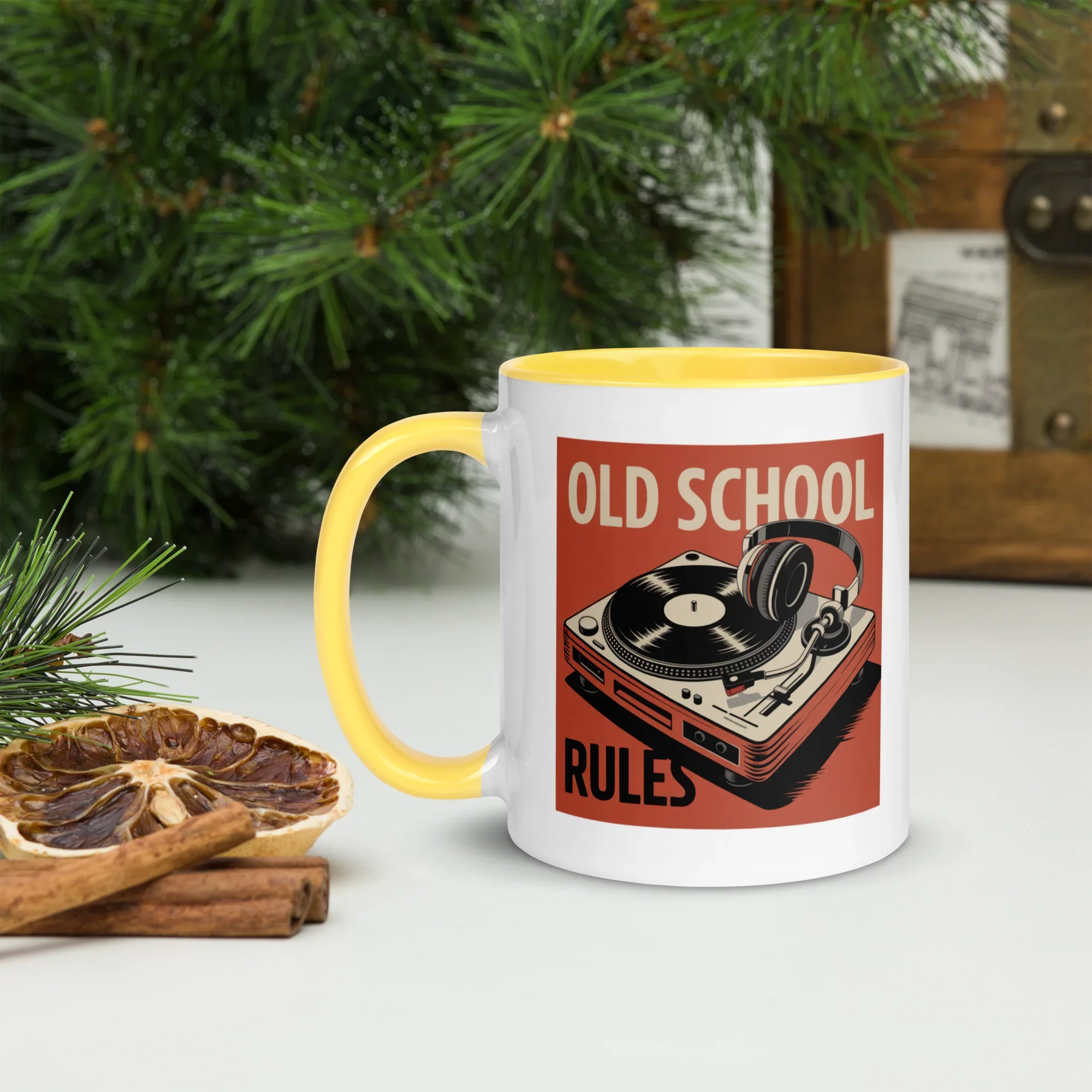 Old School Rules Mug – Vintage Vinyl DJ Vibes - RaZits