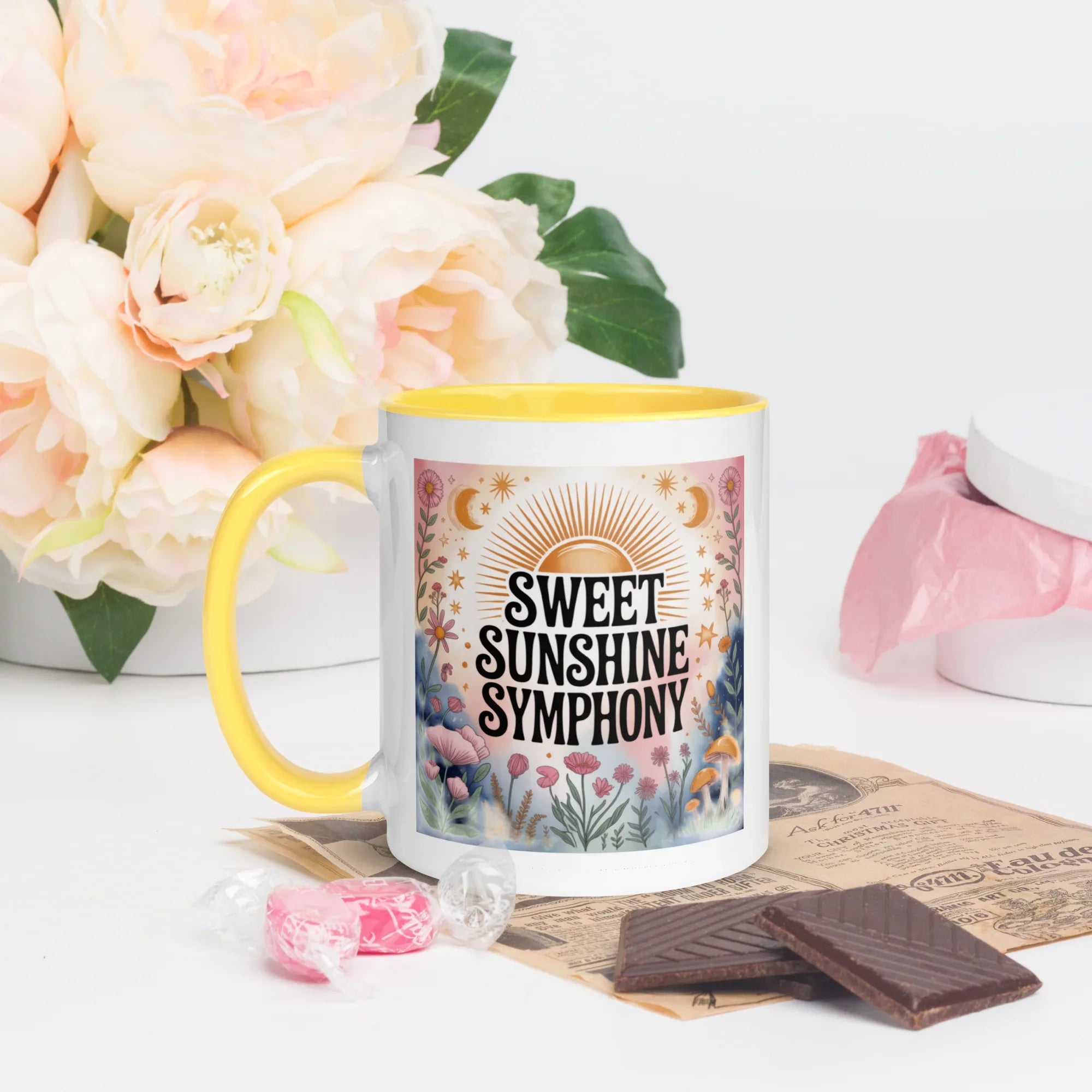 Sweet Sunshine Symphony Mug – Floral Radiance & Morning Vibes - RaZits