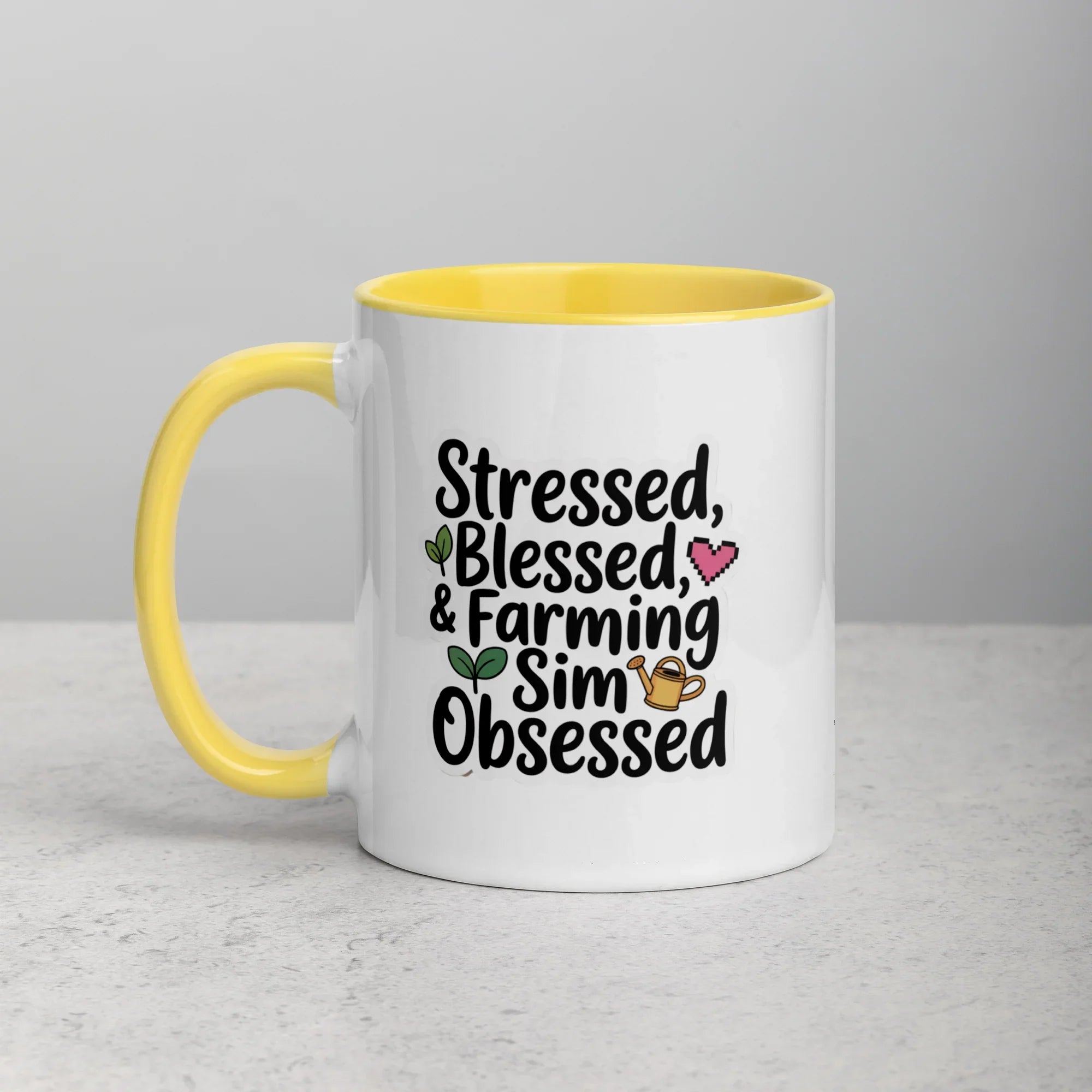 Stressed Blessed & Farming Sim Obsessed Design – Cozy Gamer Pixel Art Mug - RaZits