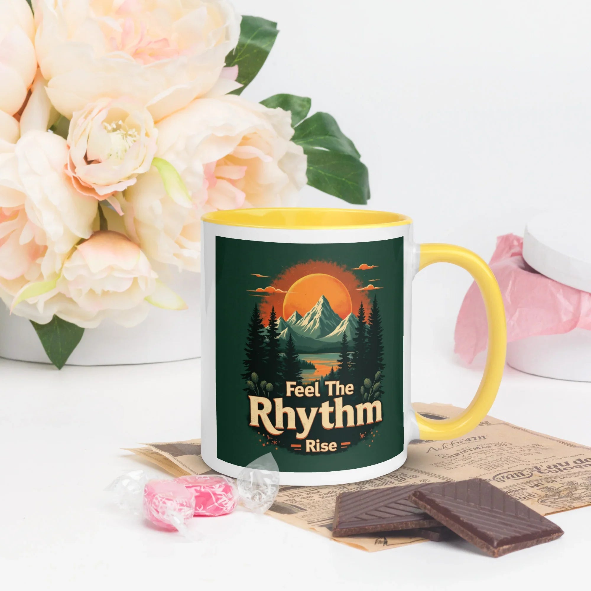 Feel The Rhythm Rise Mug – Nature-Inspired Sunrise Groove - RaZits