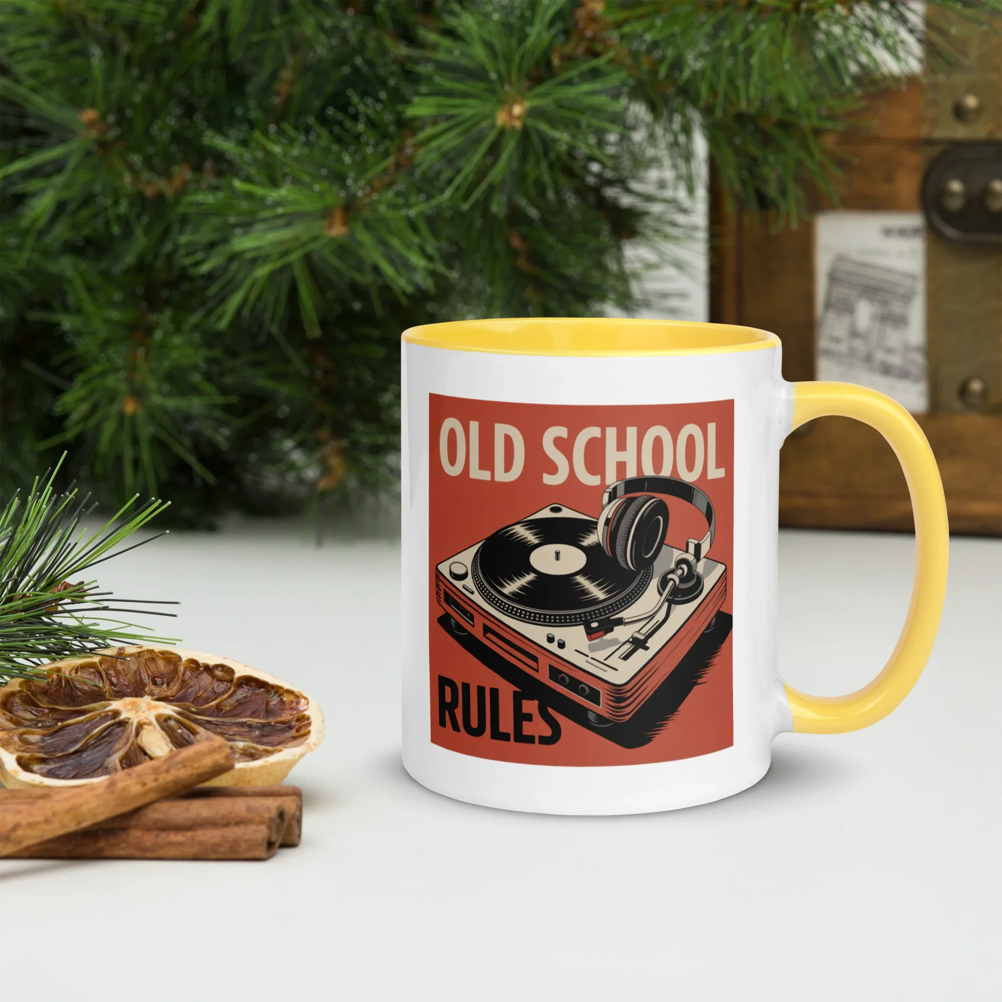 Old School Rules Mug – Vintage Vinyl DJ Vibes - RaZits