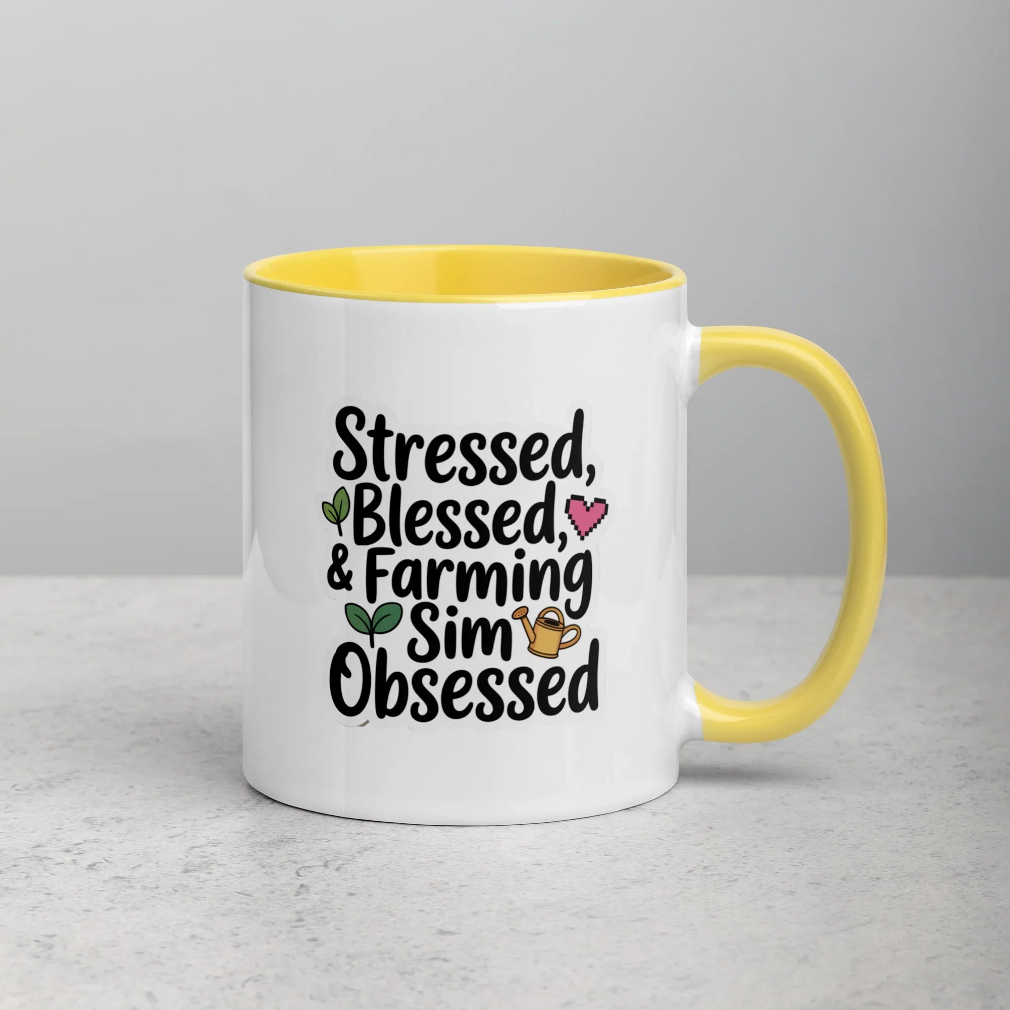 Stressed Blessed & Farming Sim Obsessed Design – Cozy Gamer Pixel Art Mug - RaZits