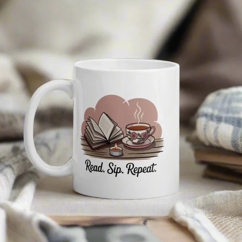 Read Sip Repeat Mug – Book Lover Tea Reading Cup - RaZits