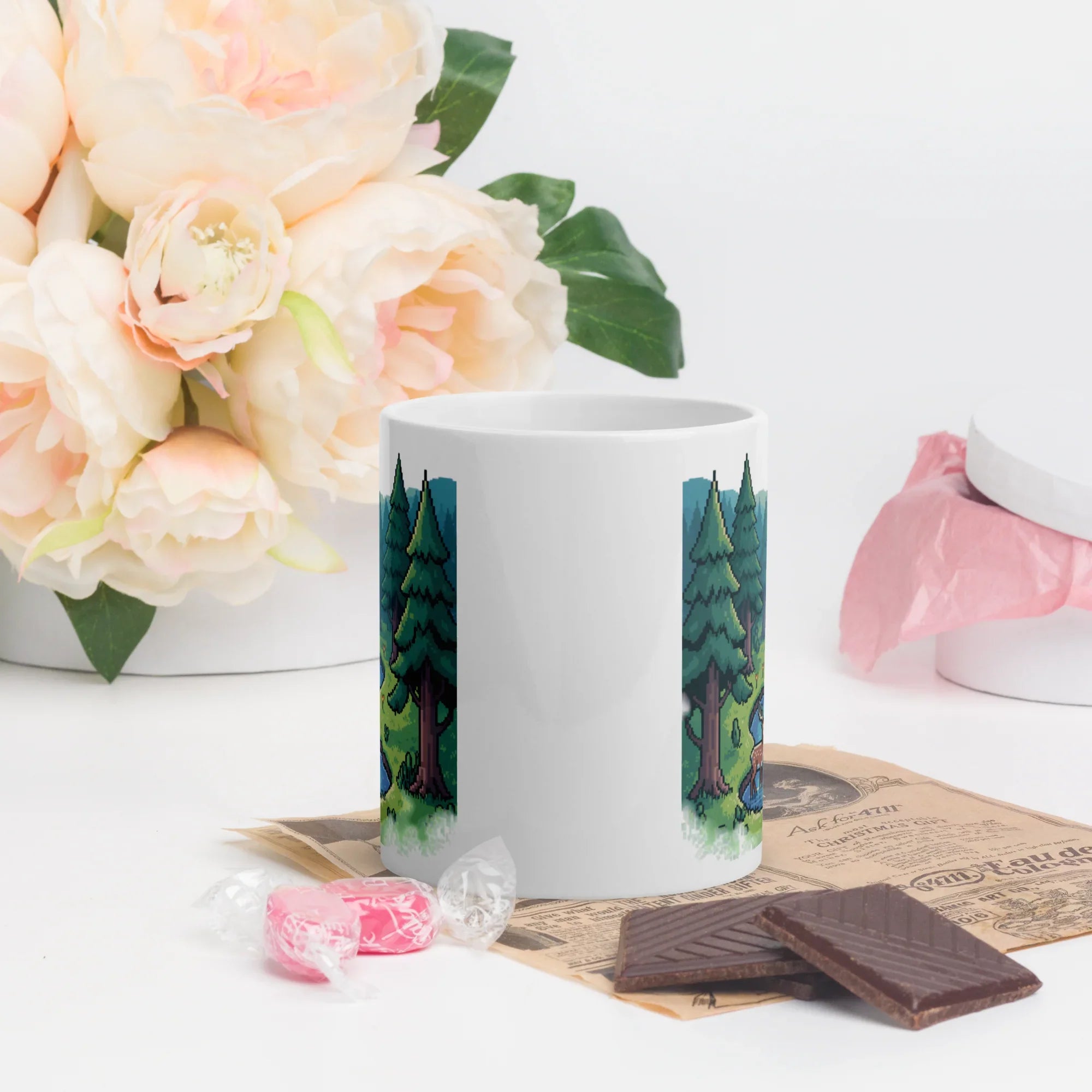 Pixel Forest Stream Mug – Tranquil Retro Escape for Cozy Gamers - RaZits