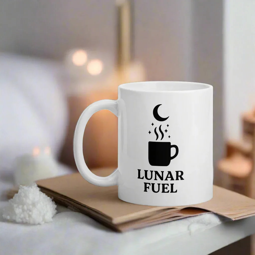 Lunar Fuel Mug – Crescent Moon Coffee Art - RaZits