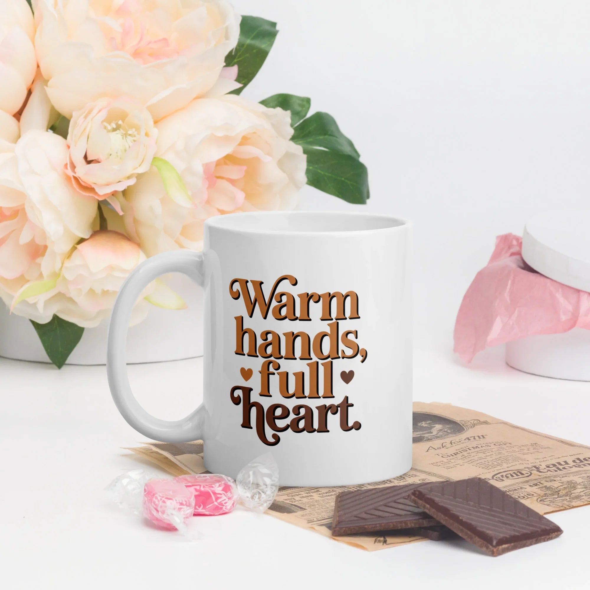 Warm Hands Full Heart Coffee Mug – Feel-Good Caffeine Companion - RaZits